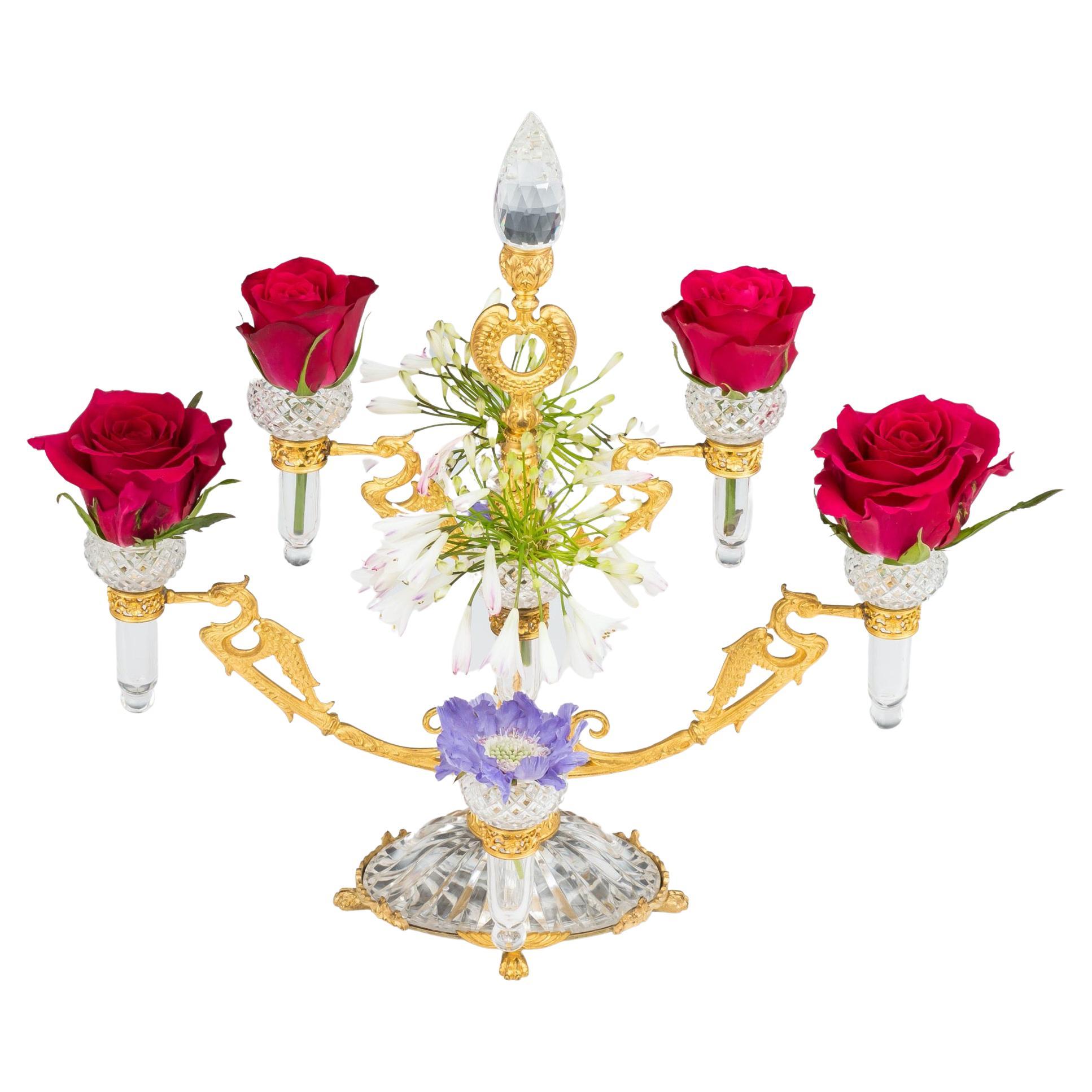 Unusual Ormolu Mounted & Cut Glass Flower Epergne by F&C Osler For Sale
