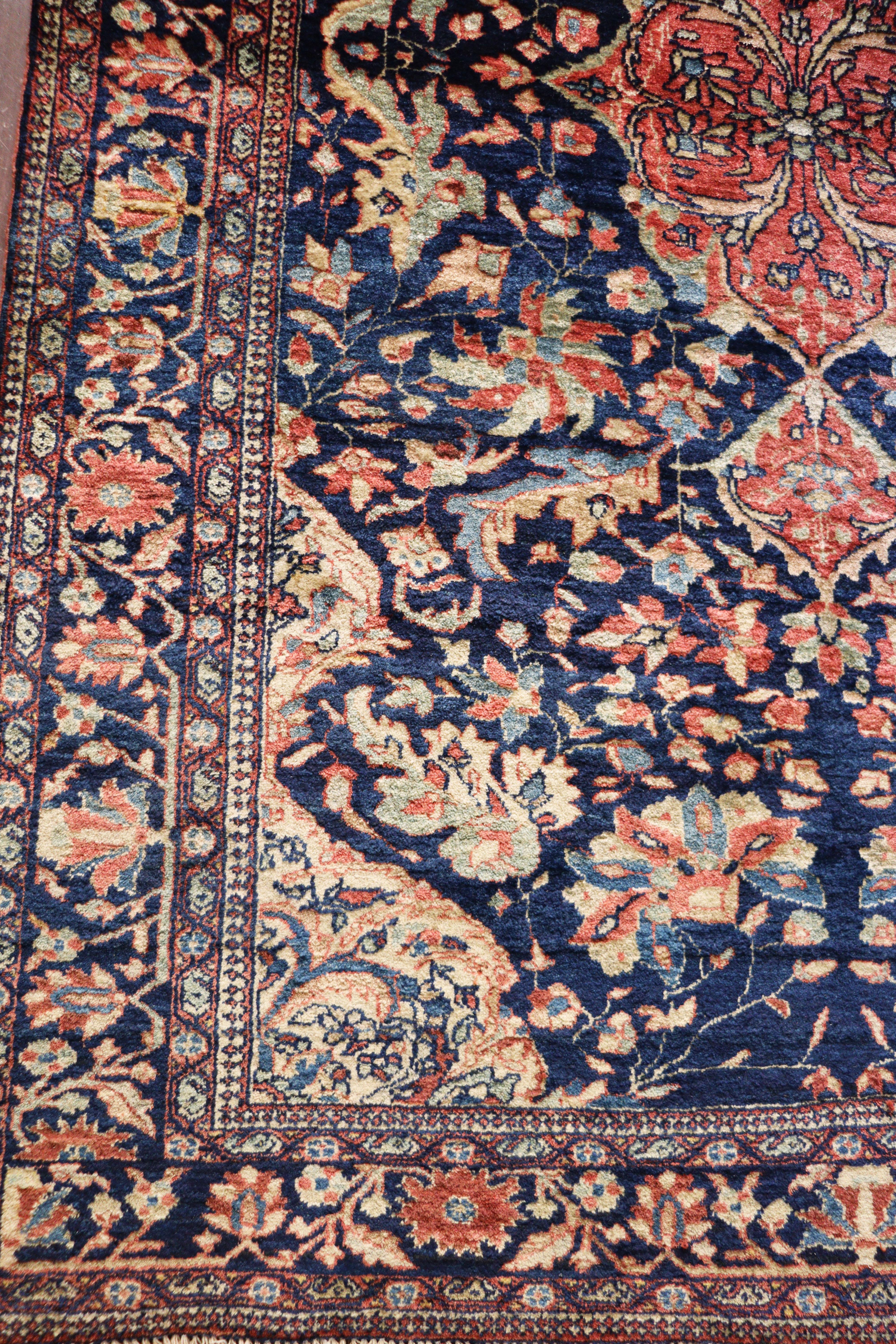 Sarouk Farahan  Pair of Antique Persian Feraghan Sarouk Rugs, Unusual 4'3