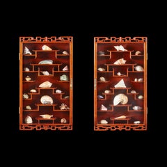 Unusual Pair of Chinese Hanging Cabinets with Fret Decoration