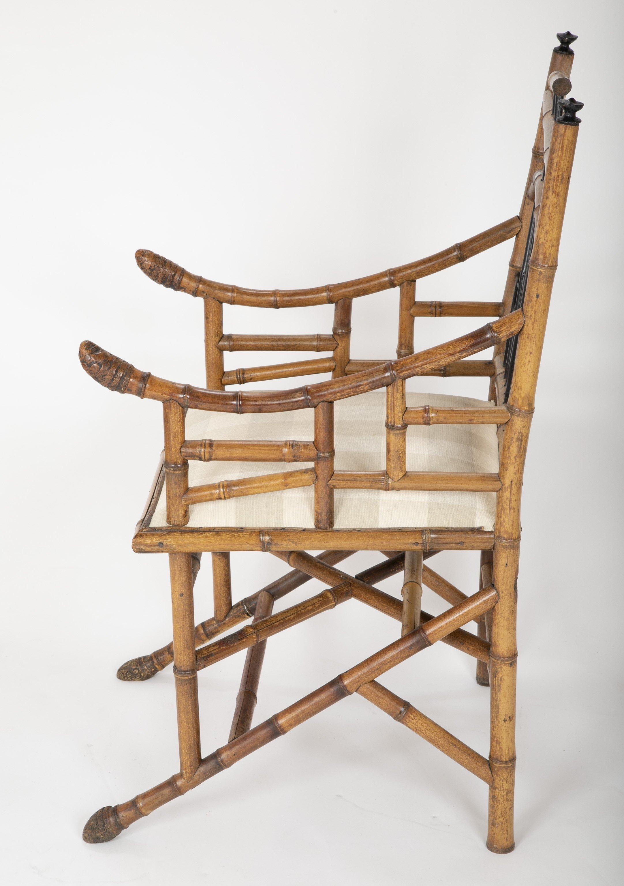 Late 19th Century Unusual Pair of English Bamboo Armchairs