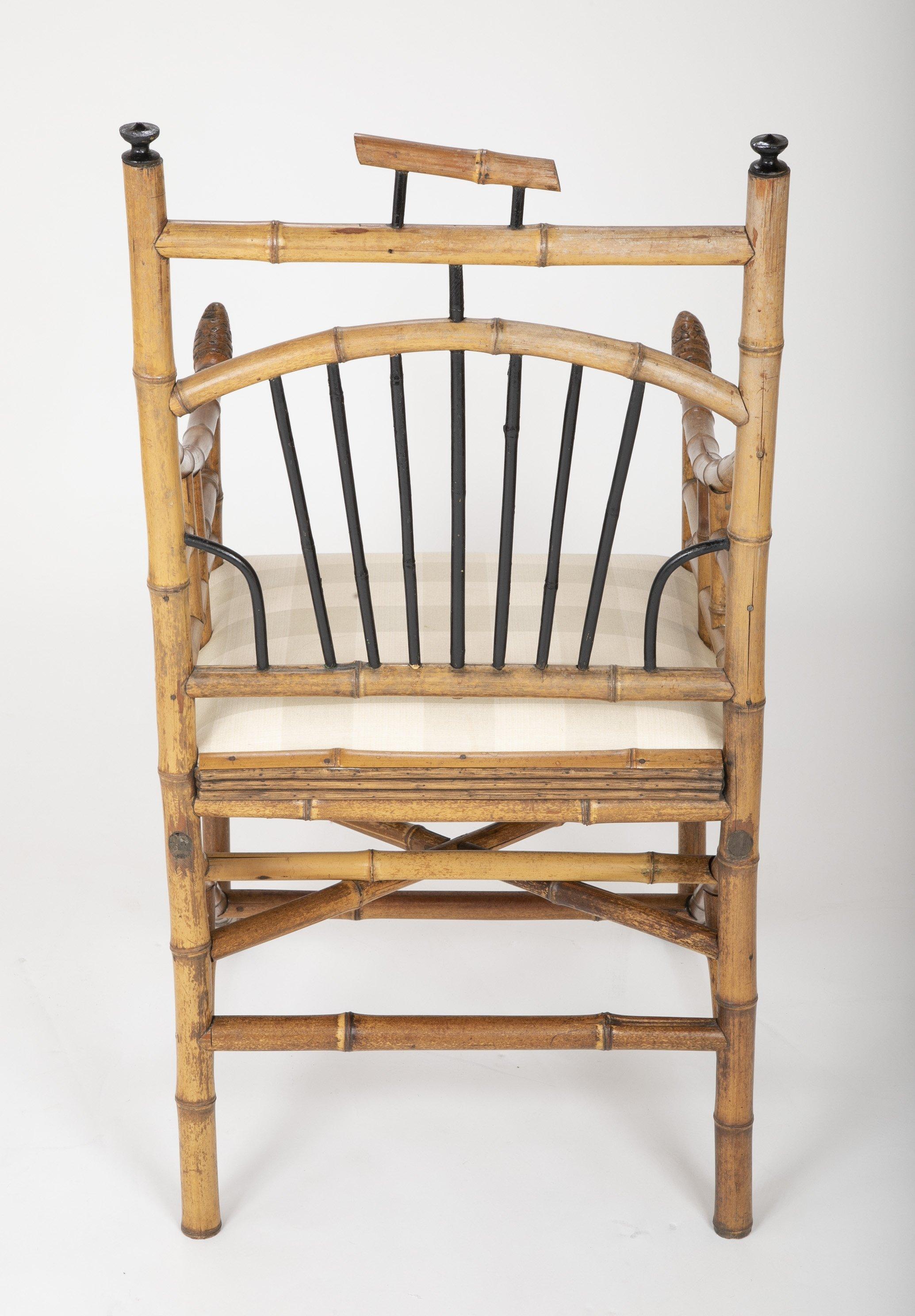 Wood Unusual Pair of English Bamboo Armchairs