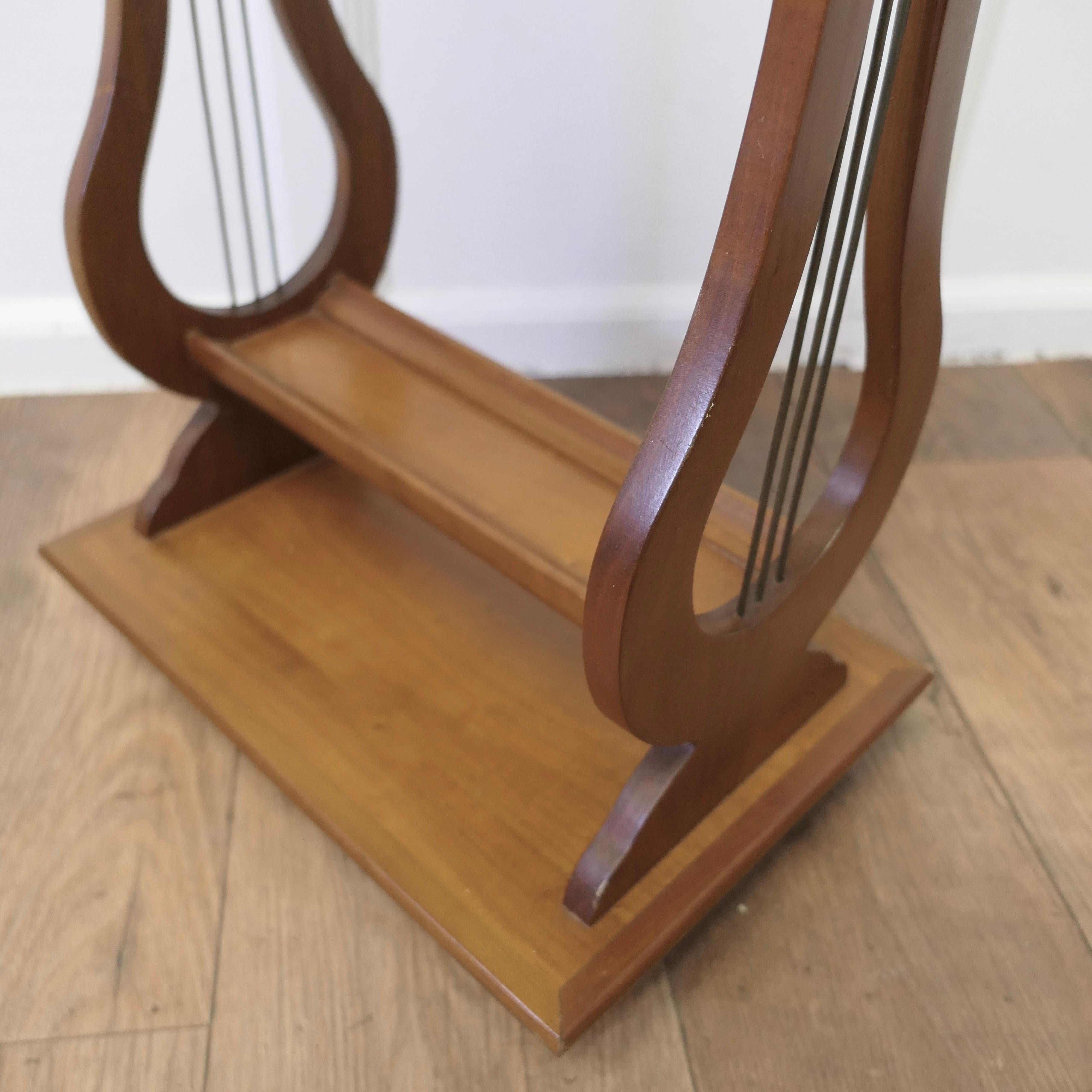 20th Century An Unusual Pair of Lyre Ended Cherrywood Lamp or Side Tables    For Sale