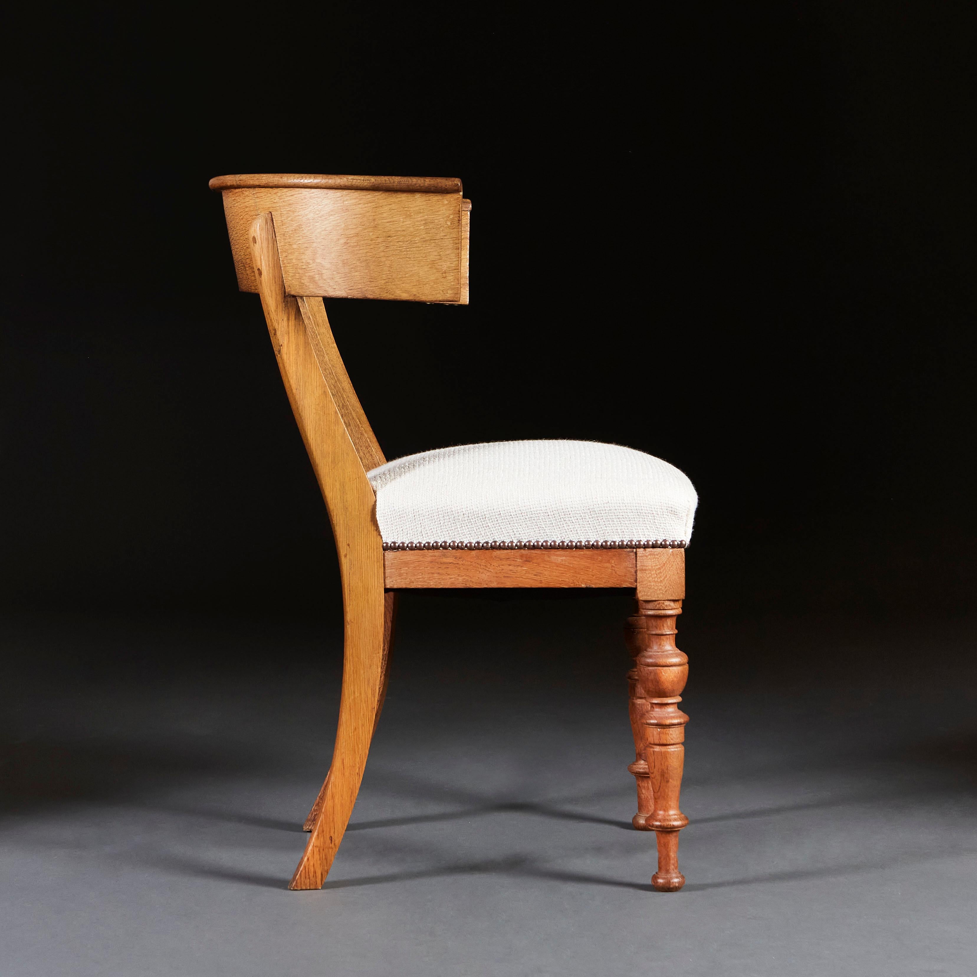 Early 19th Century Unusual Pair of Oak Klismos Chairs