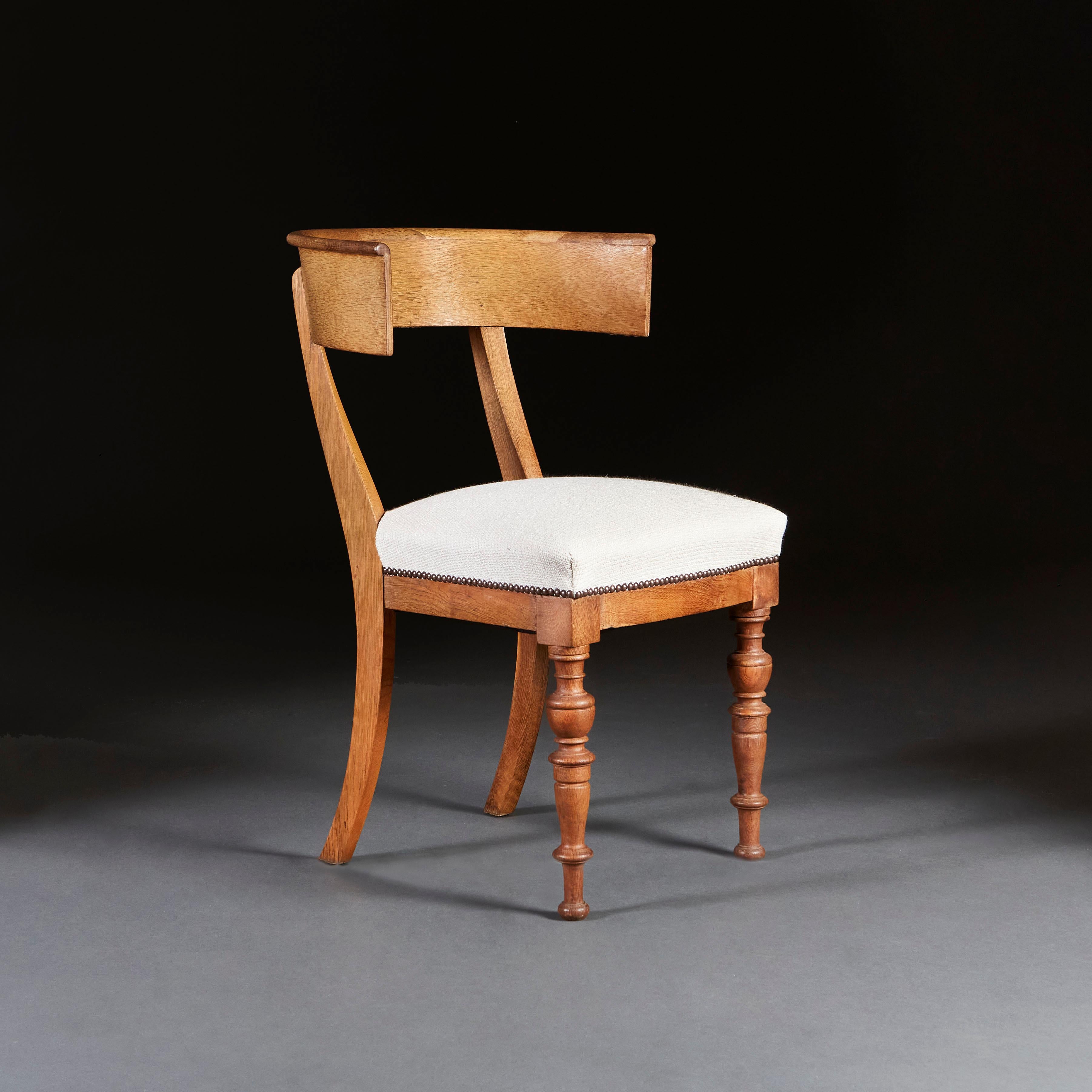 Unusual Pair of Oak Klismos Chairs 1