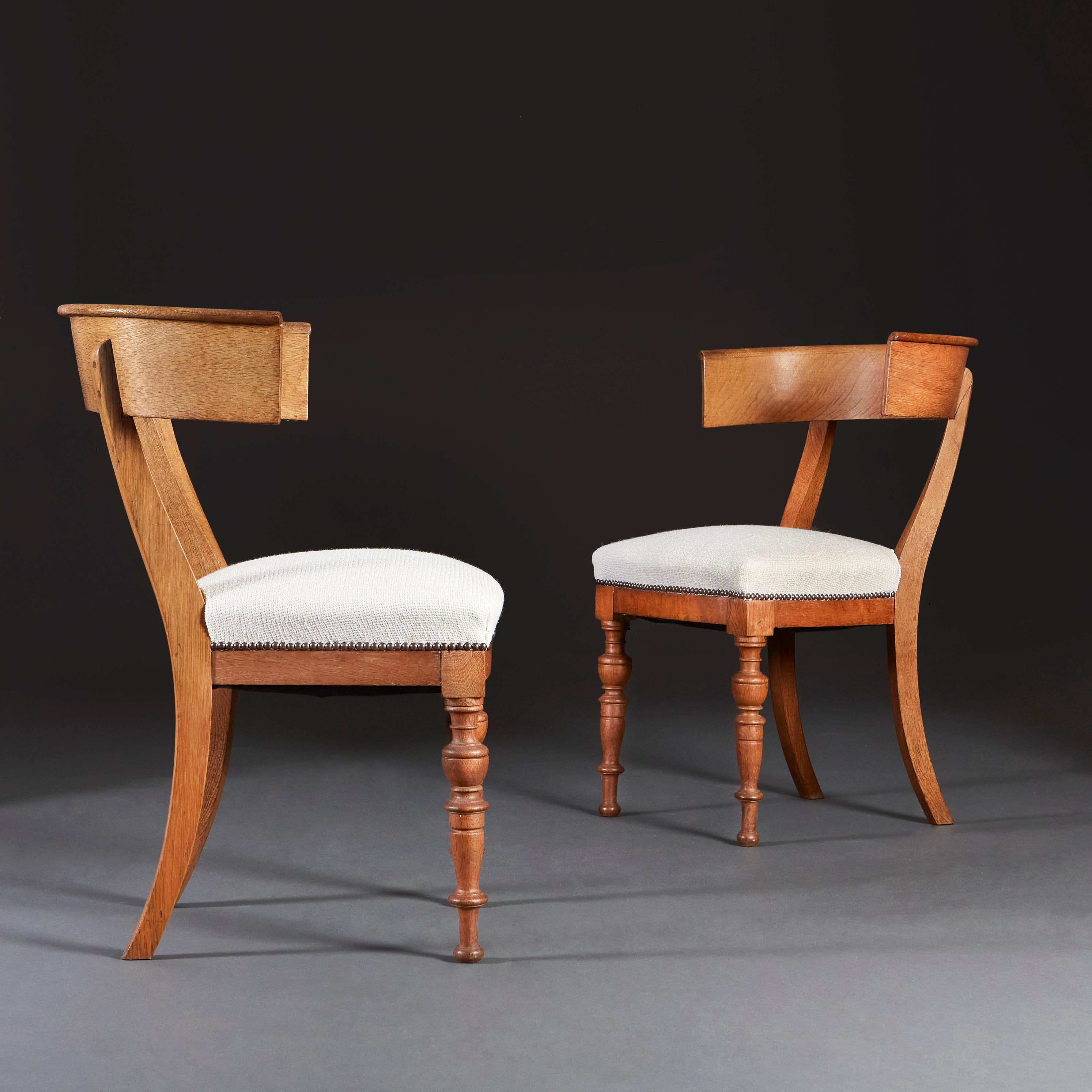 Unusual Pair of Oak Klismos Chairs 3