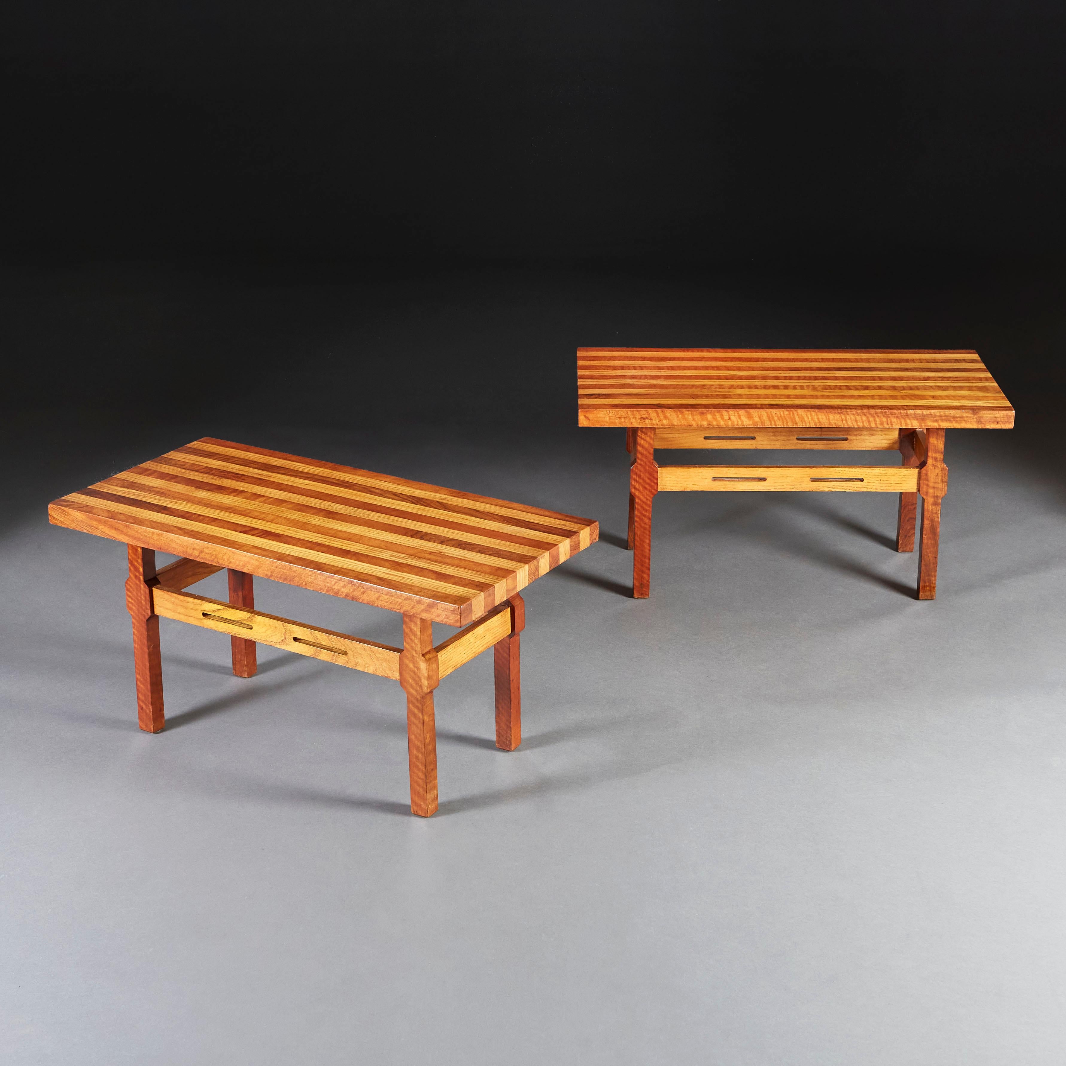 Unusual Pair of Striped Side Tables In Good Condition In London, GB