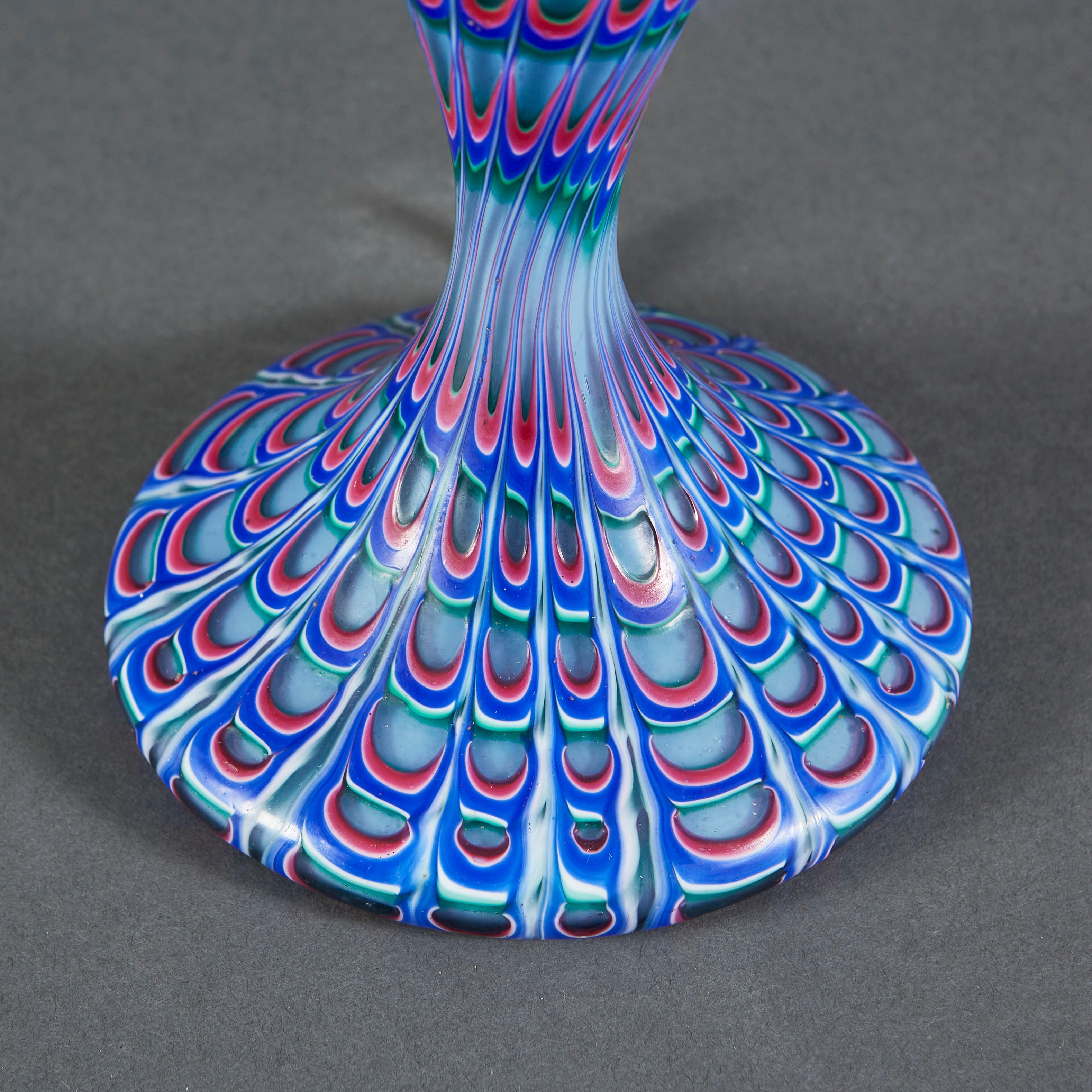 An Unusual Peacock Glaze Murano Lamp by Seguso In Good Condition For Sale In London, GB