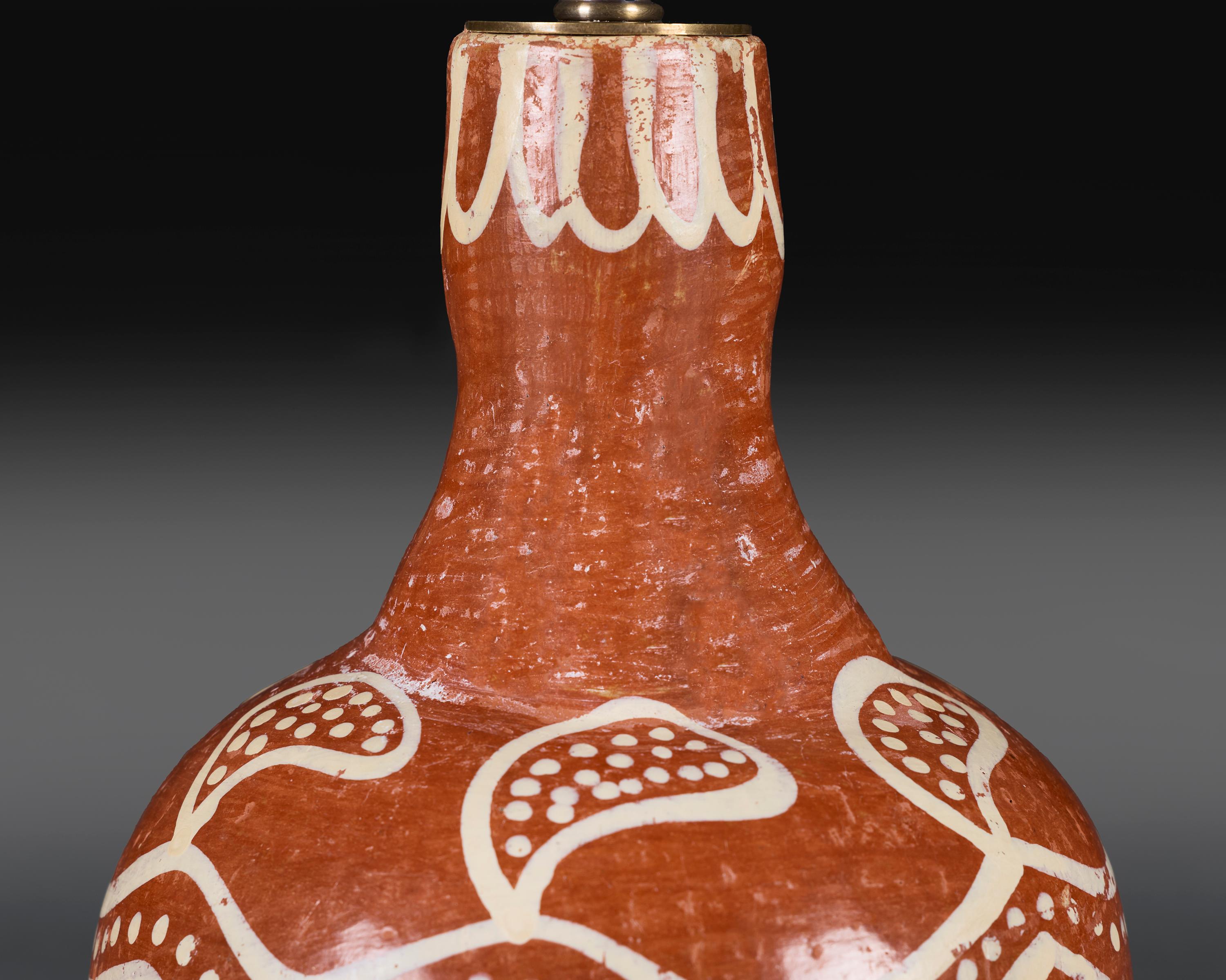 An Unusual Peruvian Terracotta Vessel as a Lamp For Sale 1