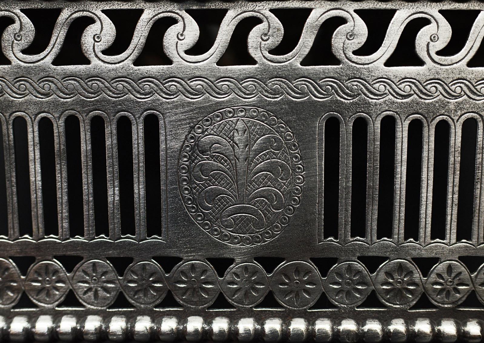 English Unusual Polished Steel Firegrate For Sale