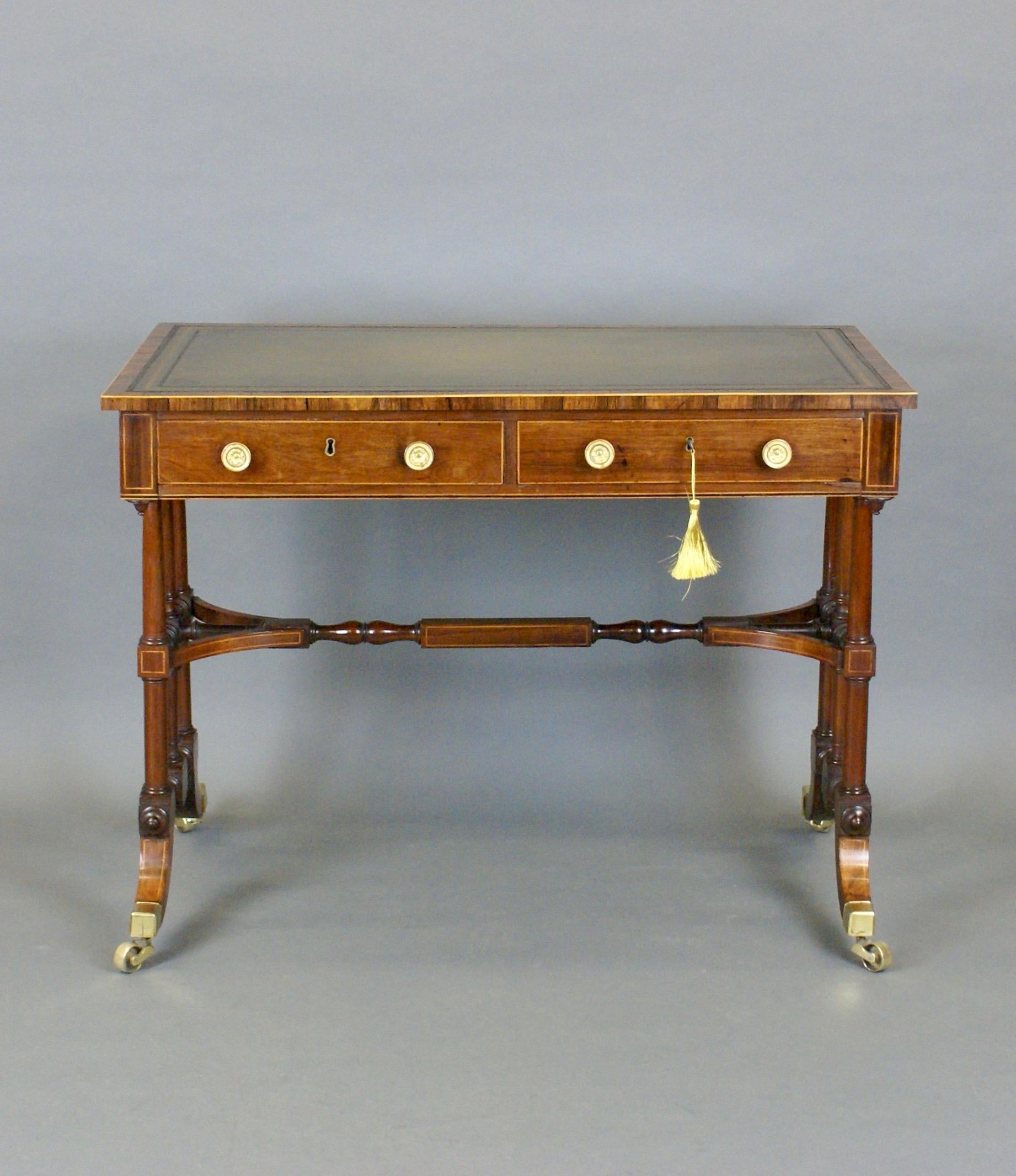 British Unusual Regency Period Rosewood End- Support Writing Table For Sale