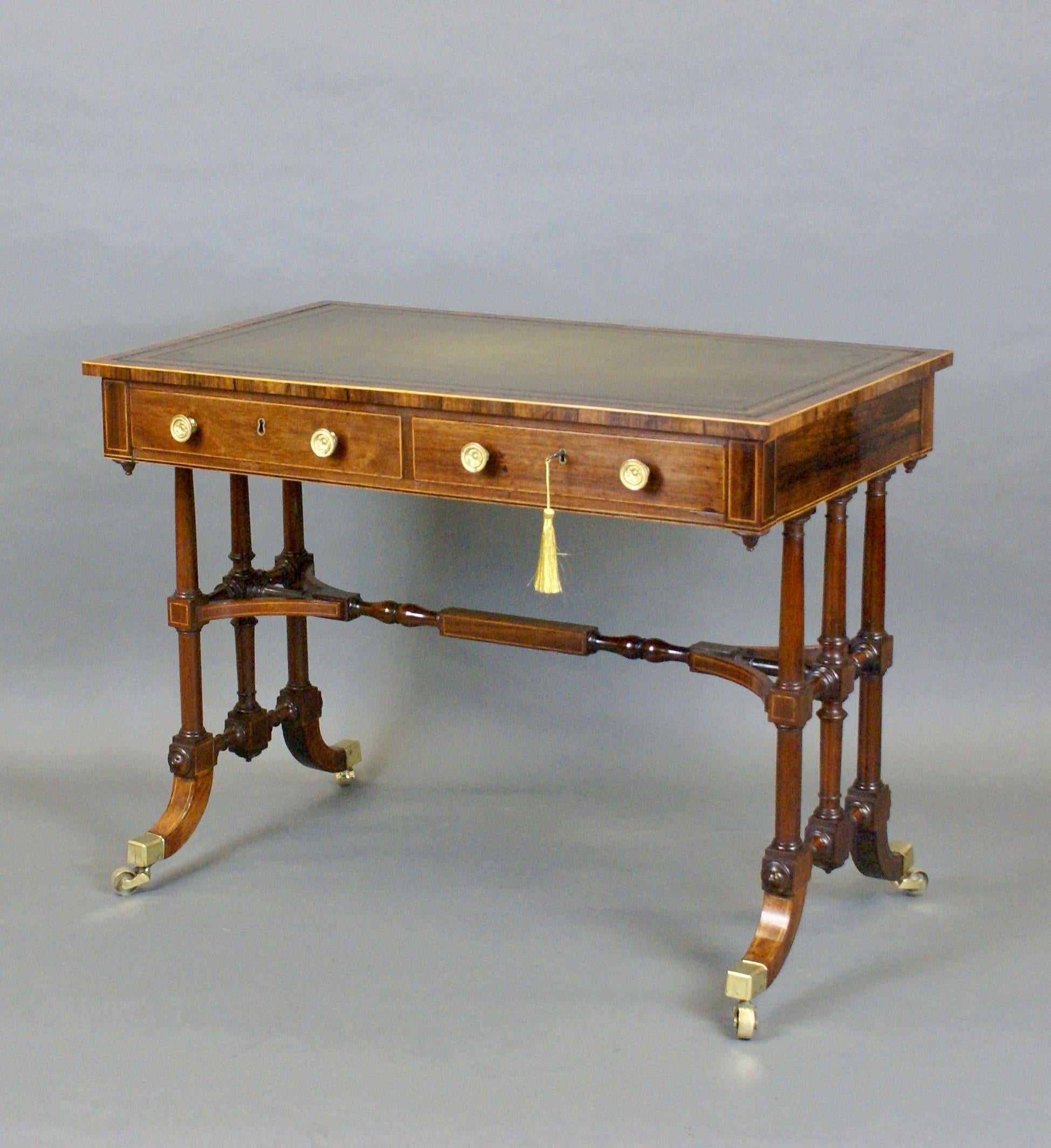 19th Century Unusual Regency Period Rosewood End- Support Writing Table For Sale
