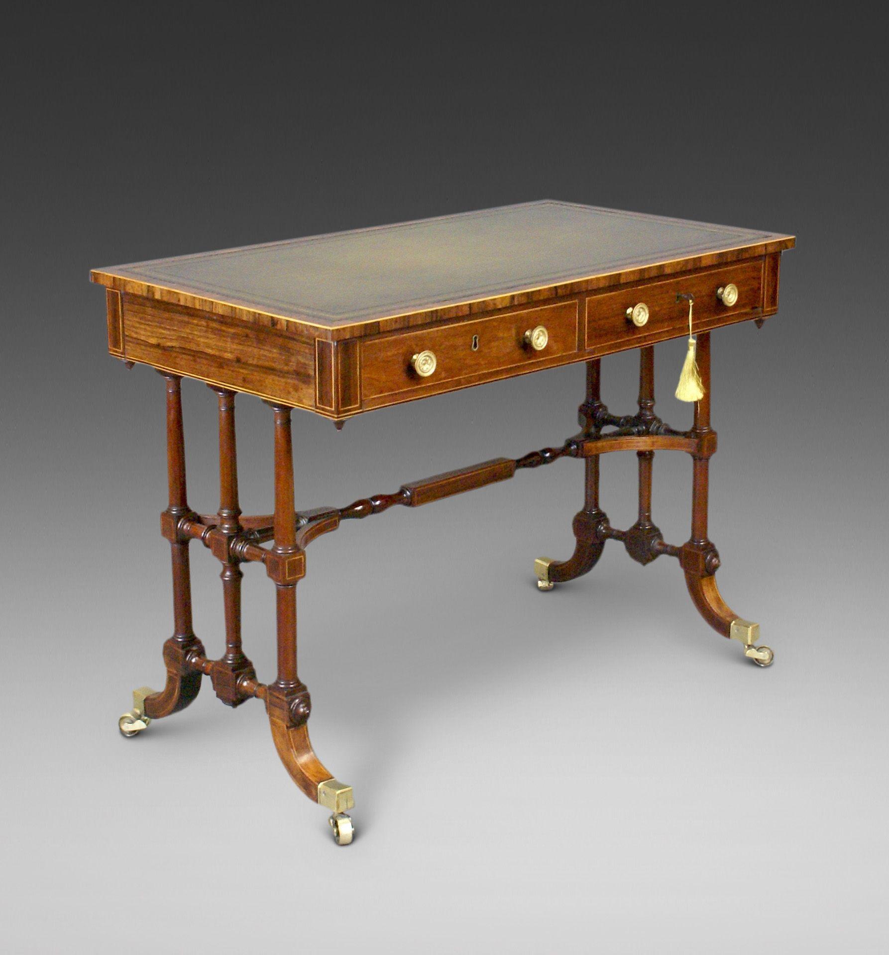 Unusual Regency Period Rosewood End- Support Writing Table For Sale 2