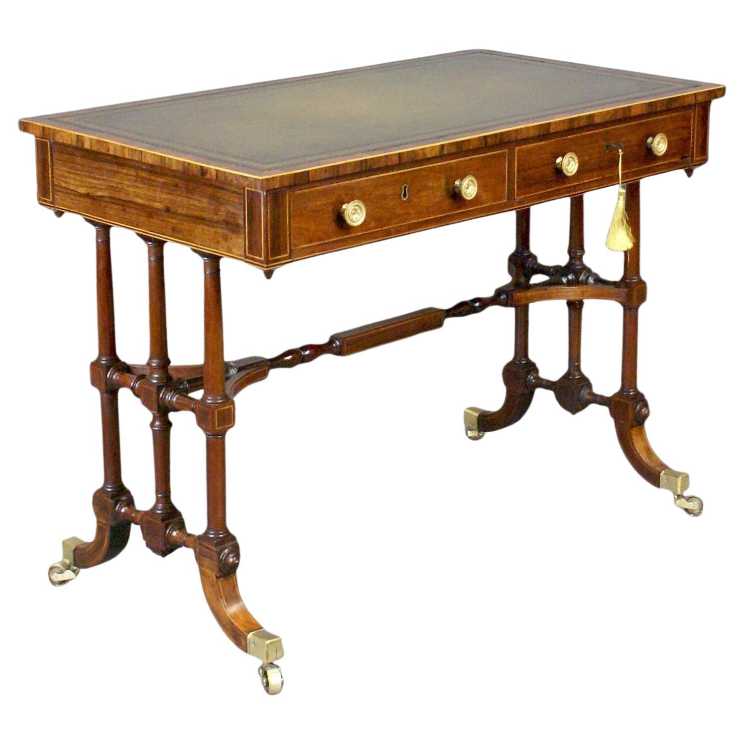 Unusual Regency Period Rosewood End- Support Writing Table For Sale