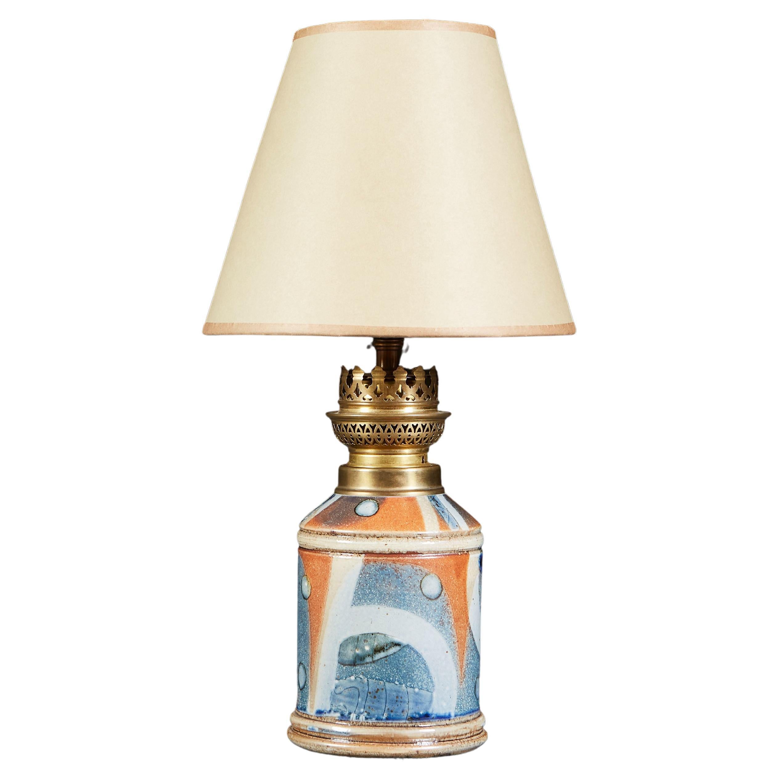 Unusual Salt Glaze Lamp
