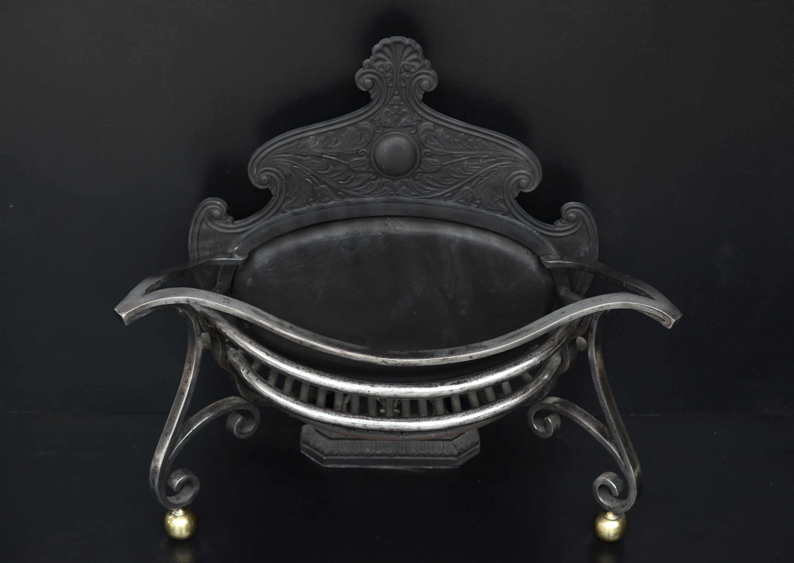 19th Century Unusual Shaped Art Nouveau Wrought Iron Firebasket For Sale