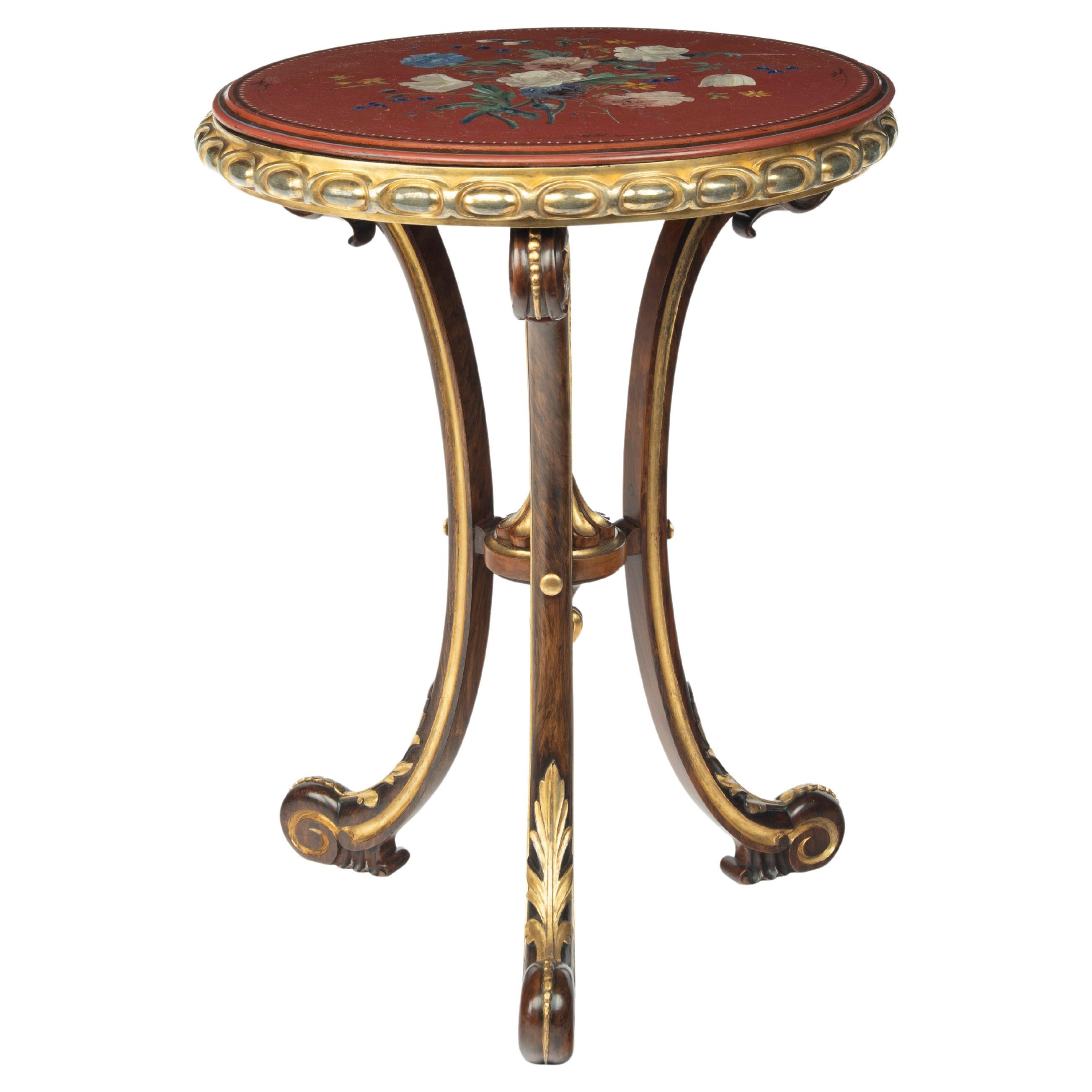 An unusual slate topped parcel gilt walnut table by William Turner & Son For Sale