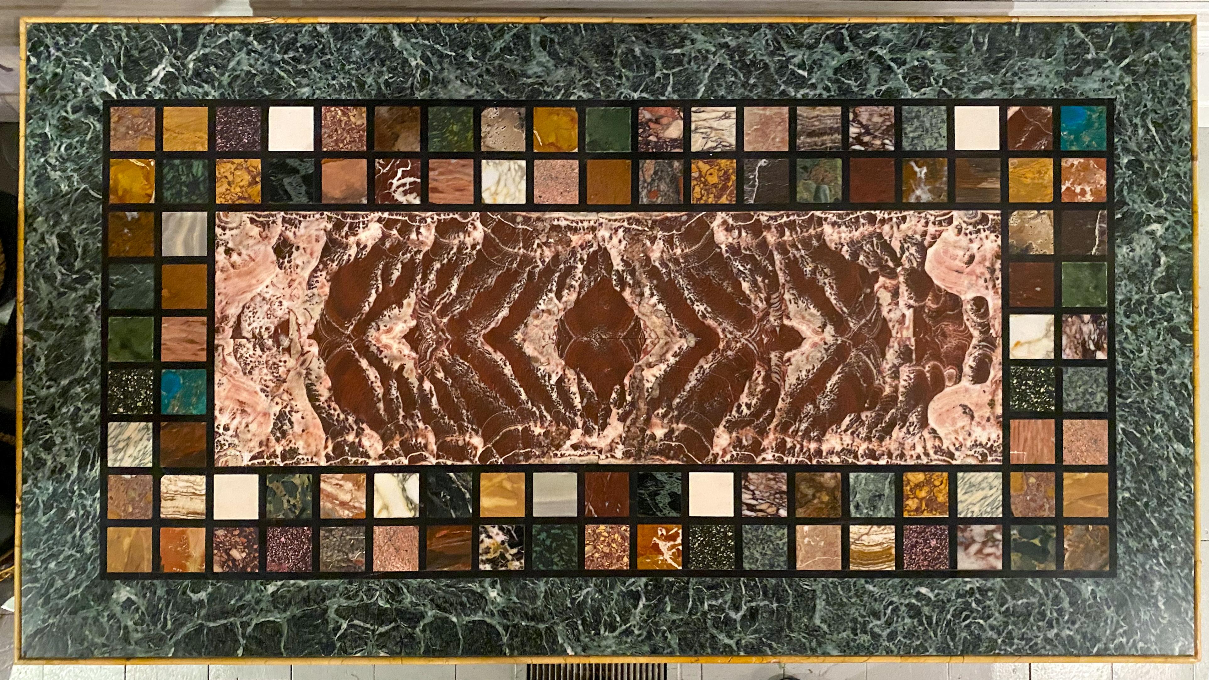 Italian An Unusual “Specimen Petra Dura” Marble Top Table For Sale