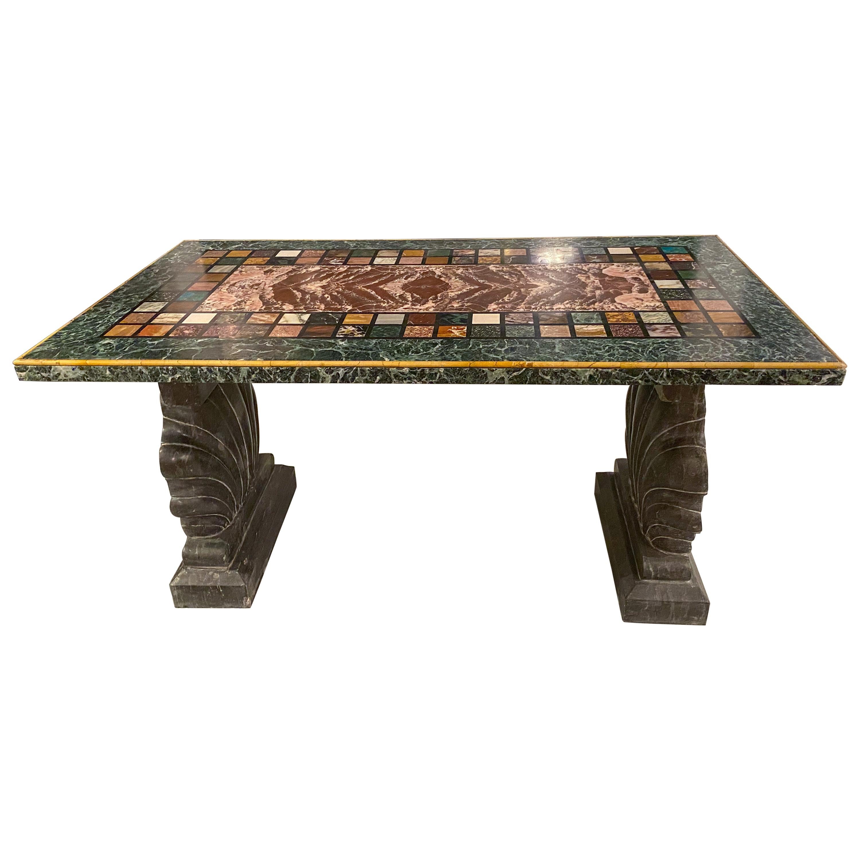 Baroque An Unusual “Specimen Petra Dura” Marble Top Table For Sale