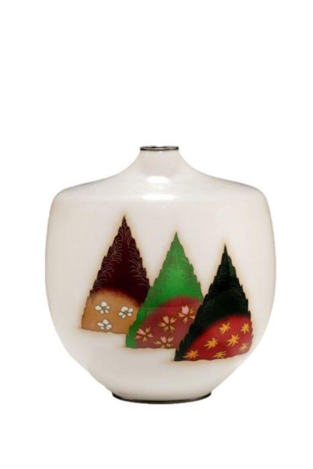 Japanese Unusual Taisho/Showa Period Cloisonné Enamel Vase by Ando Jubei For Sale