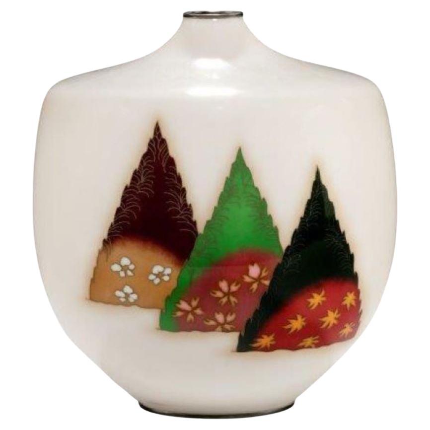 Ungewöhnliche Cloisonné-Emaille-Vase aus der Taisho/Showa-Periode von Ando Jubei