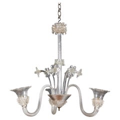 An Unusual Three Arm Murano Chandelier