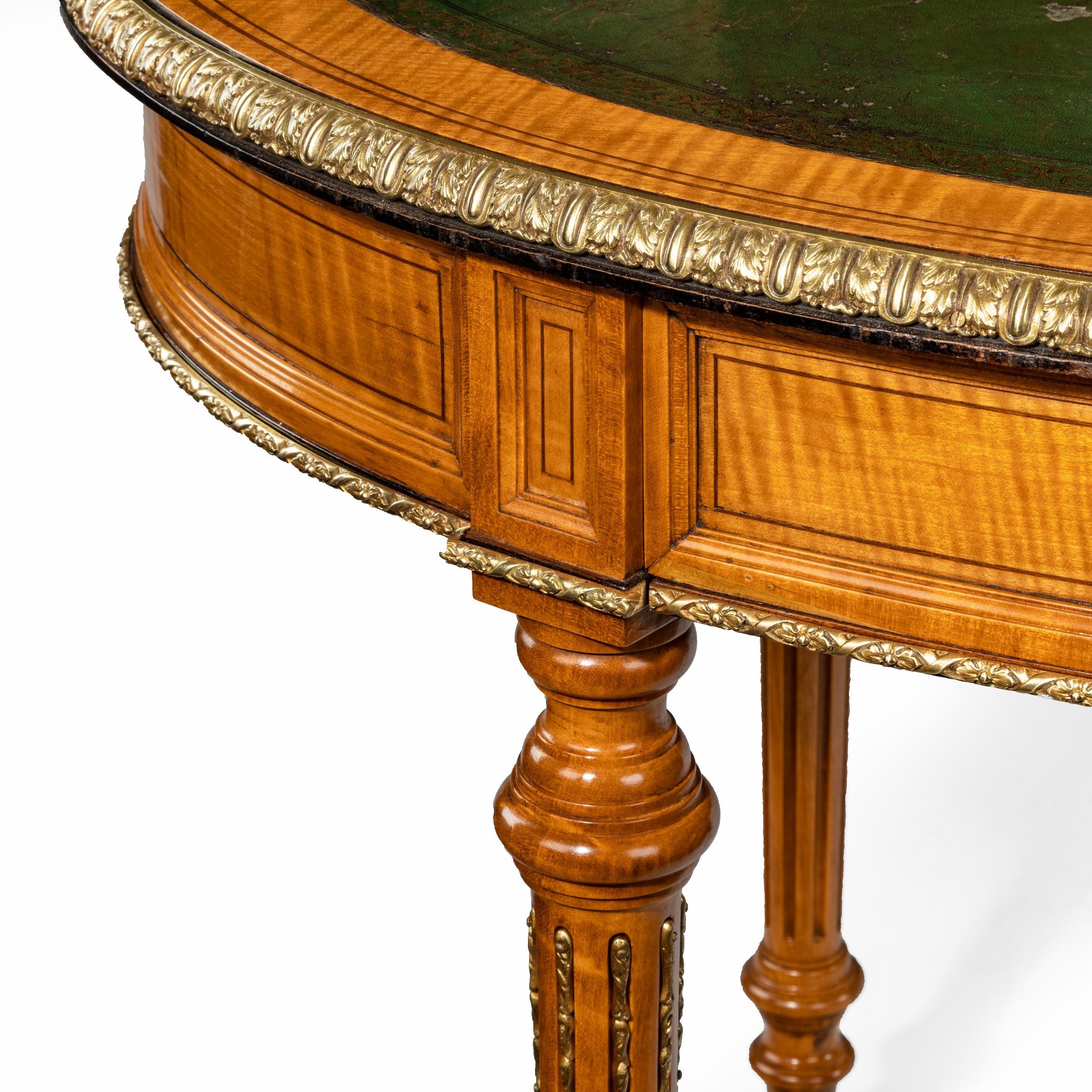 Unusual Victorian Freestanding Oval Satinwood Desk 6