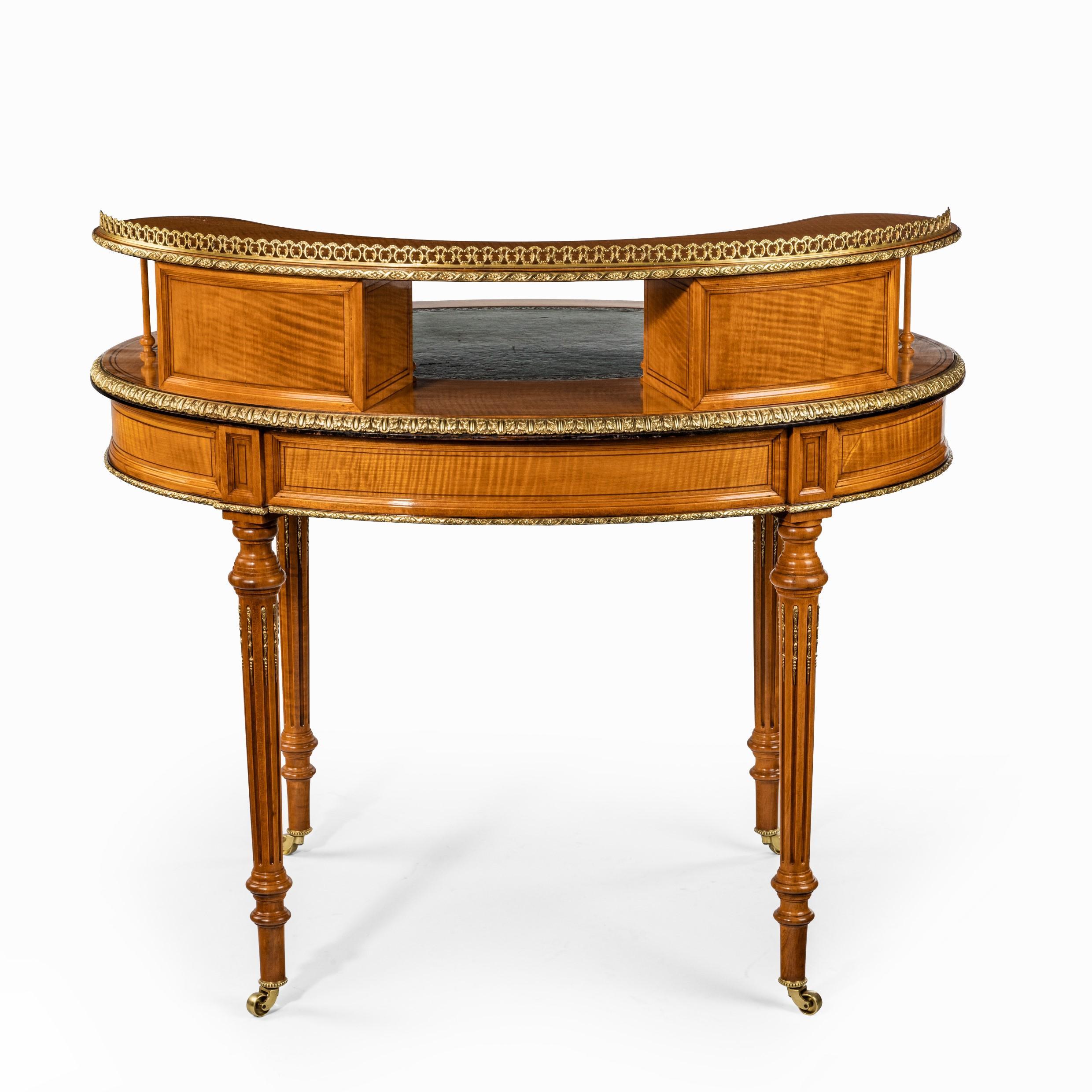 Unusual Victorian Freestanding Oval Satinwood Desk 1