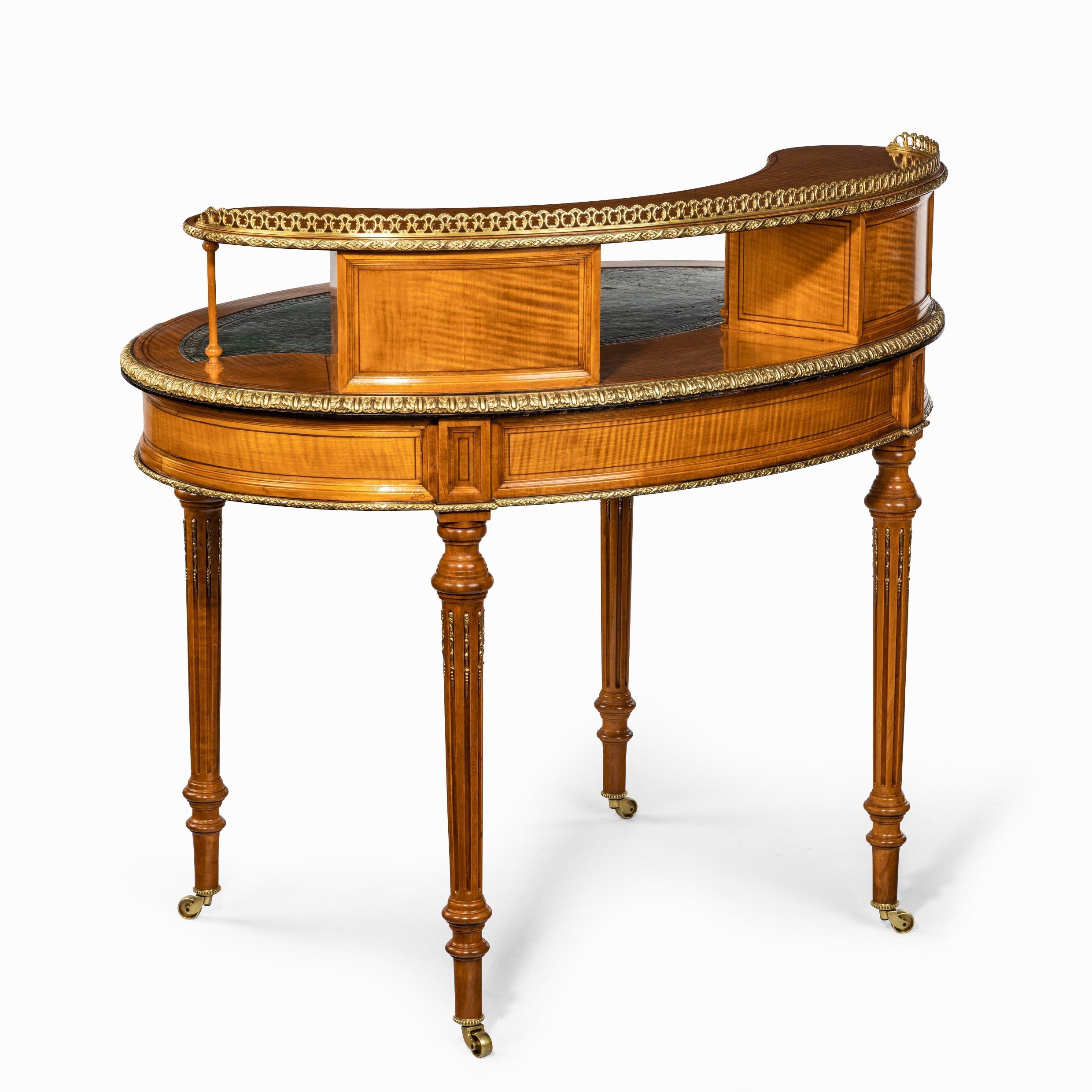 Unusual Victorian Freestanding Oval Satinwood Desk 2