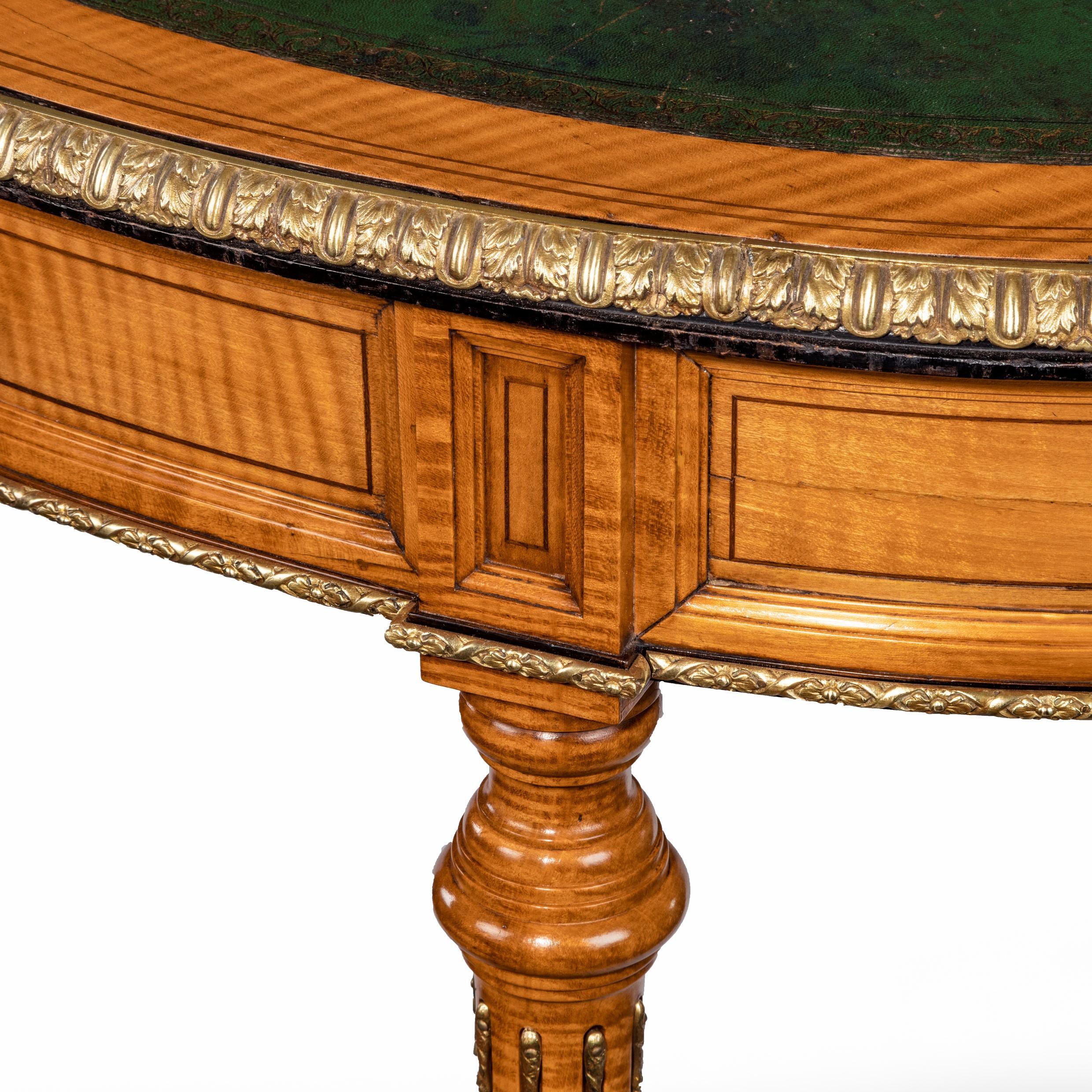 Unusual Victorian Freestanding Oval Satinwood Desk 3