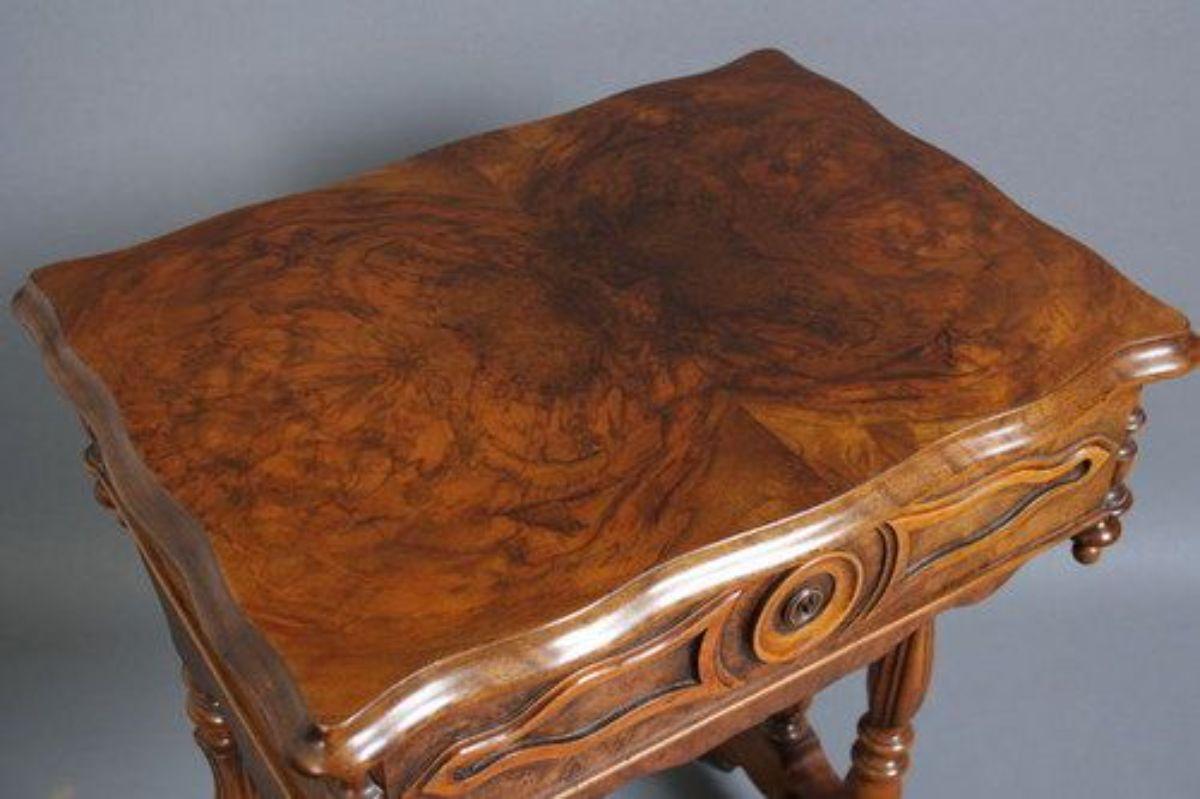 19th Century Unusual Victorian Work Table in Walnut For Sale