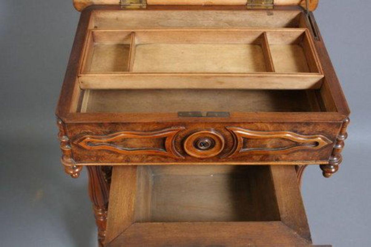Unusual Victorian Work Table in Walnut For Sale 1