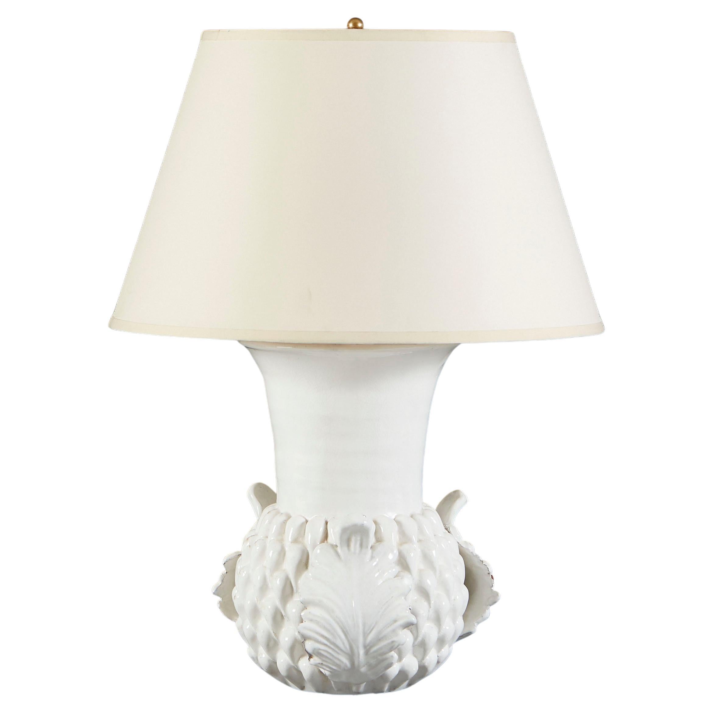 White and Gold Pineapple Lamp at 1stDibs