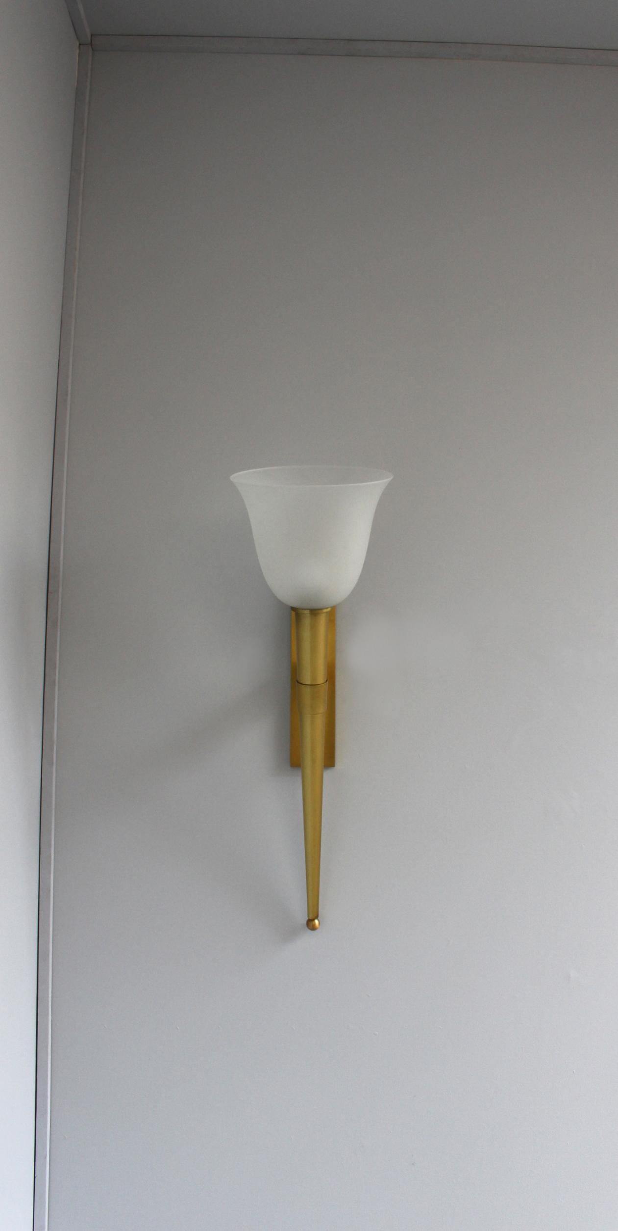 Mid-Century Modern Large Fine French 1950s Bronze and Glass Torchere Wall light by Perzel For Sale