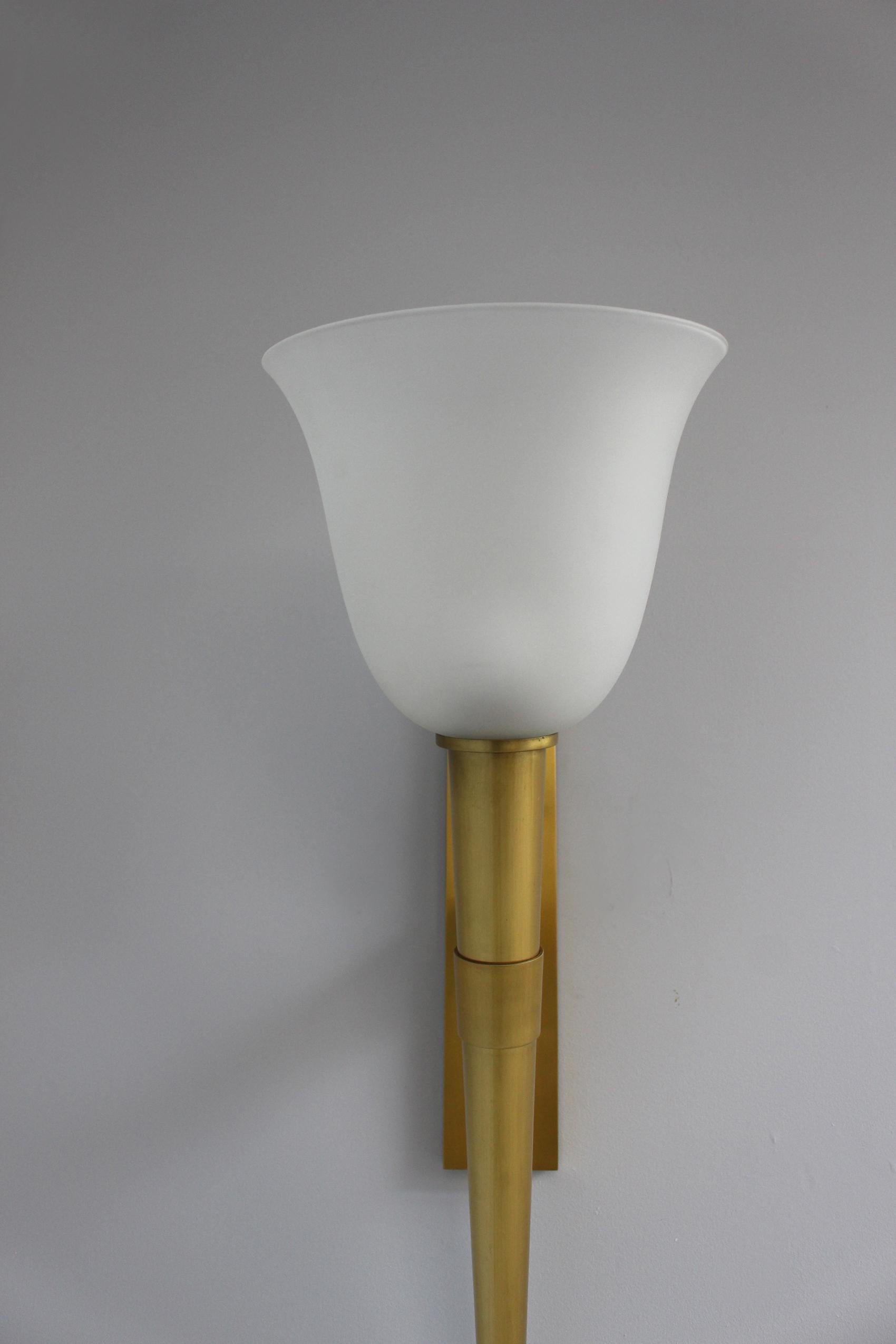 Mid-20th Century Large Fine French 1950s Bronze and Glass Torchere Wall light by Perzel For Sale