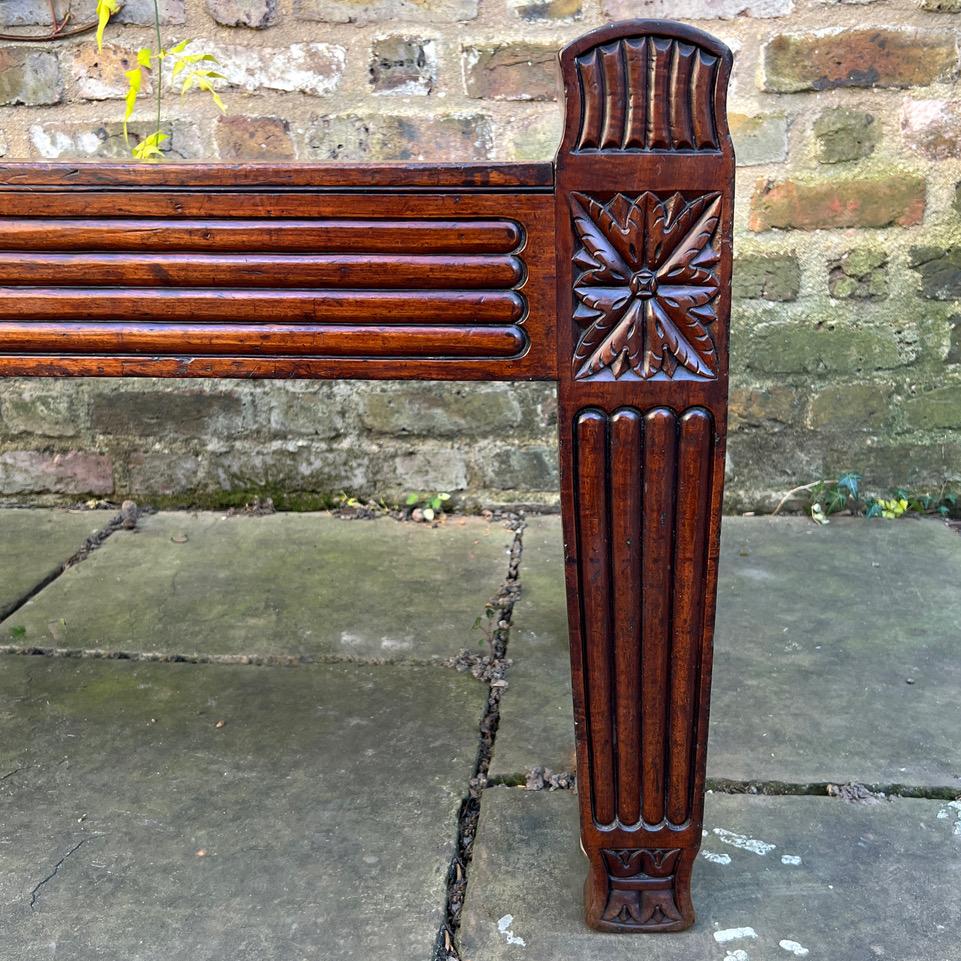 Carved An Unusually Late Regency Period Mahogany Bench For Sale