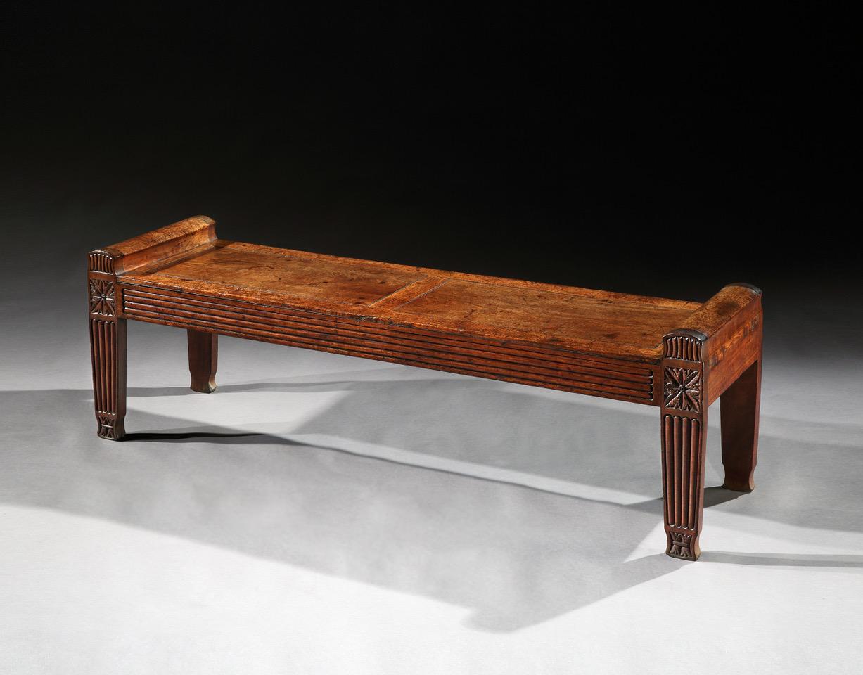 An Unusually Late Regency Period Mahogany Bench In Good Condition For Sale In London, GB