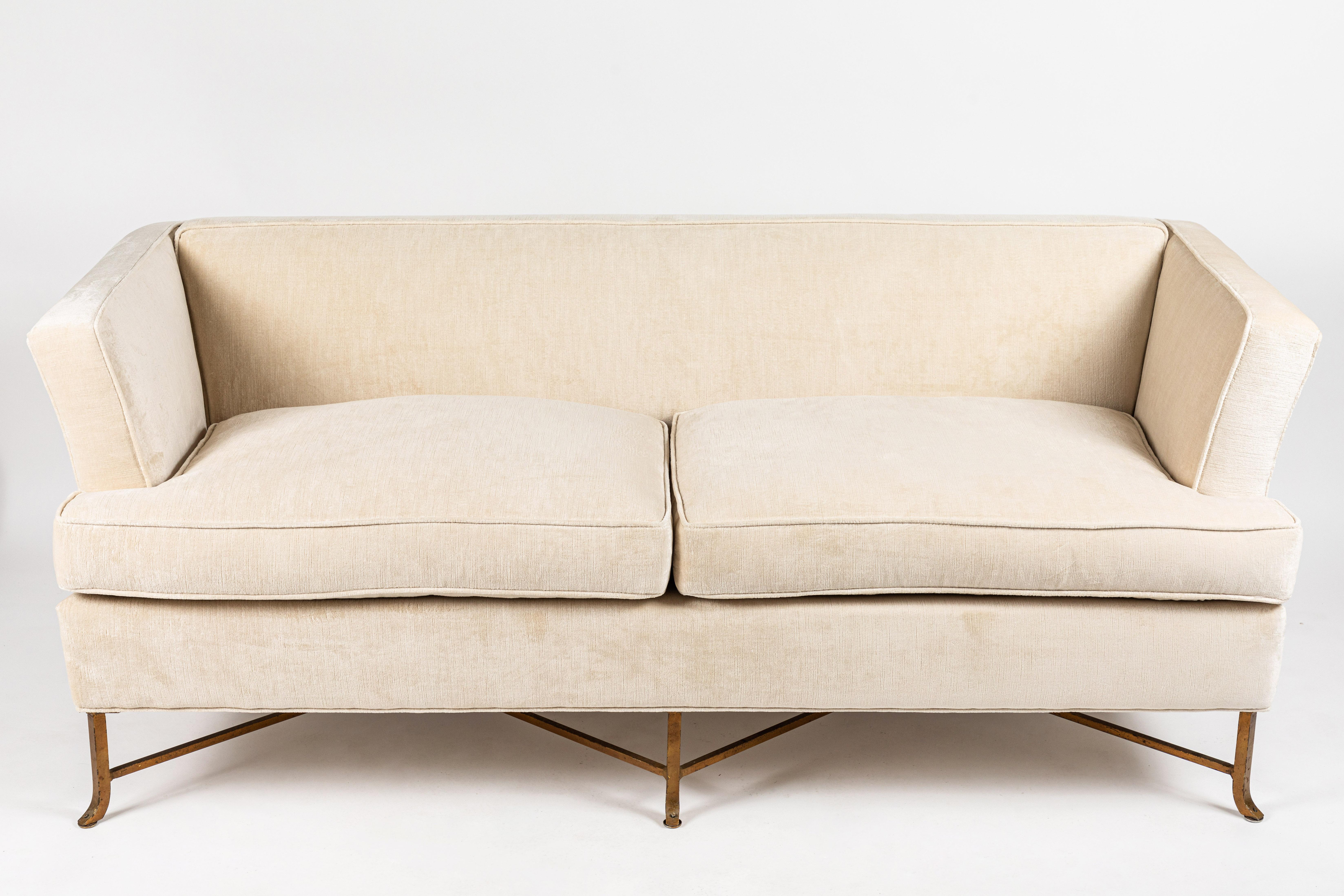 Mid-20th Century Upholstered Iron Base Sofa