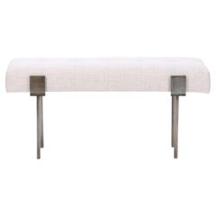 Upholstered Iron Bench with Bronze Patina Wrap Design, Contemporary