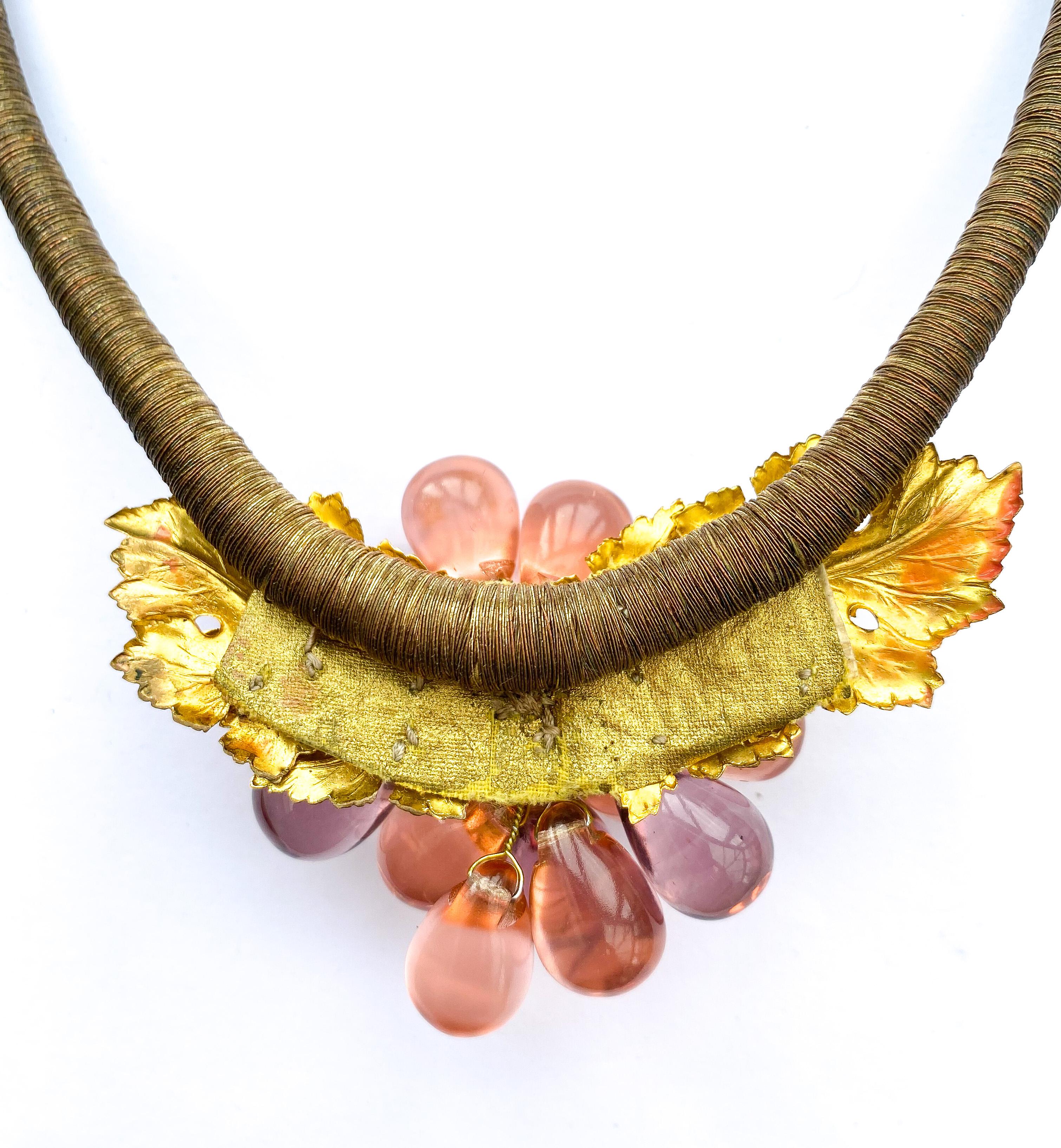 An very unusual coloured glass and gilt metal 'grape' necklace, France, 1920s. 9