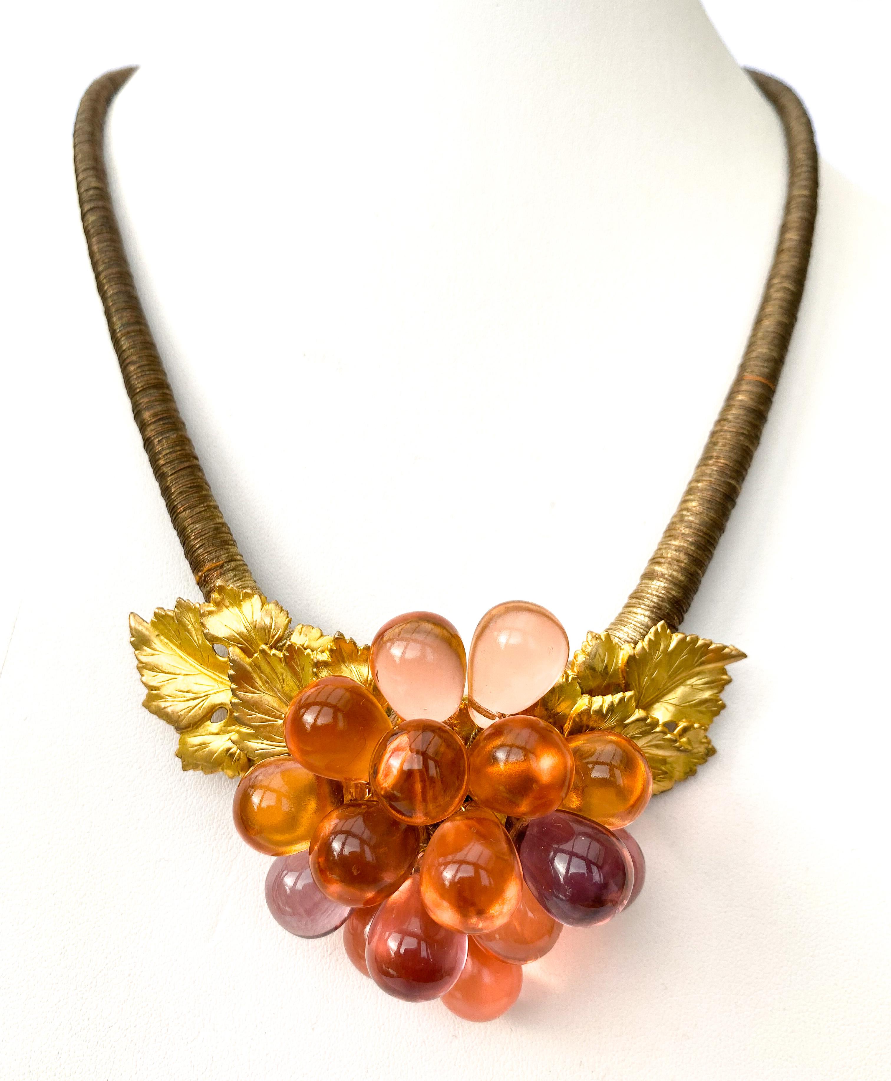 Women's An very unusual coloured glass and gilt metal 'grape' necklace, France, 1920s.