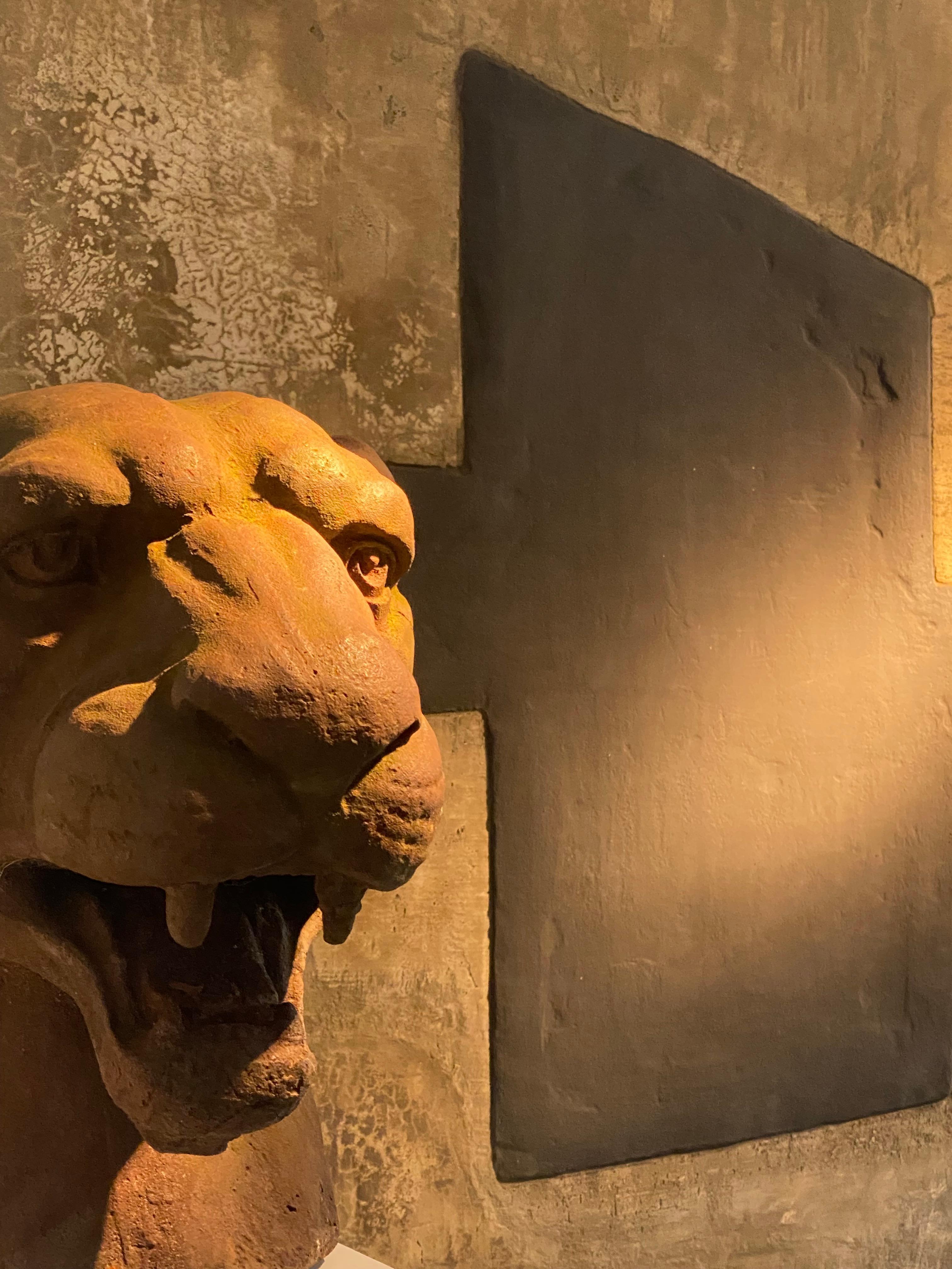 An Vintage Cast Iron Sculpture of a Lioness For Sale 9