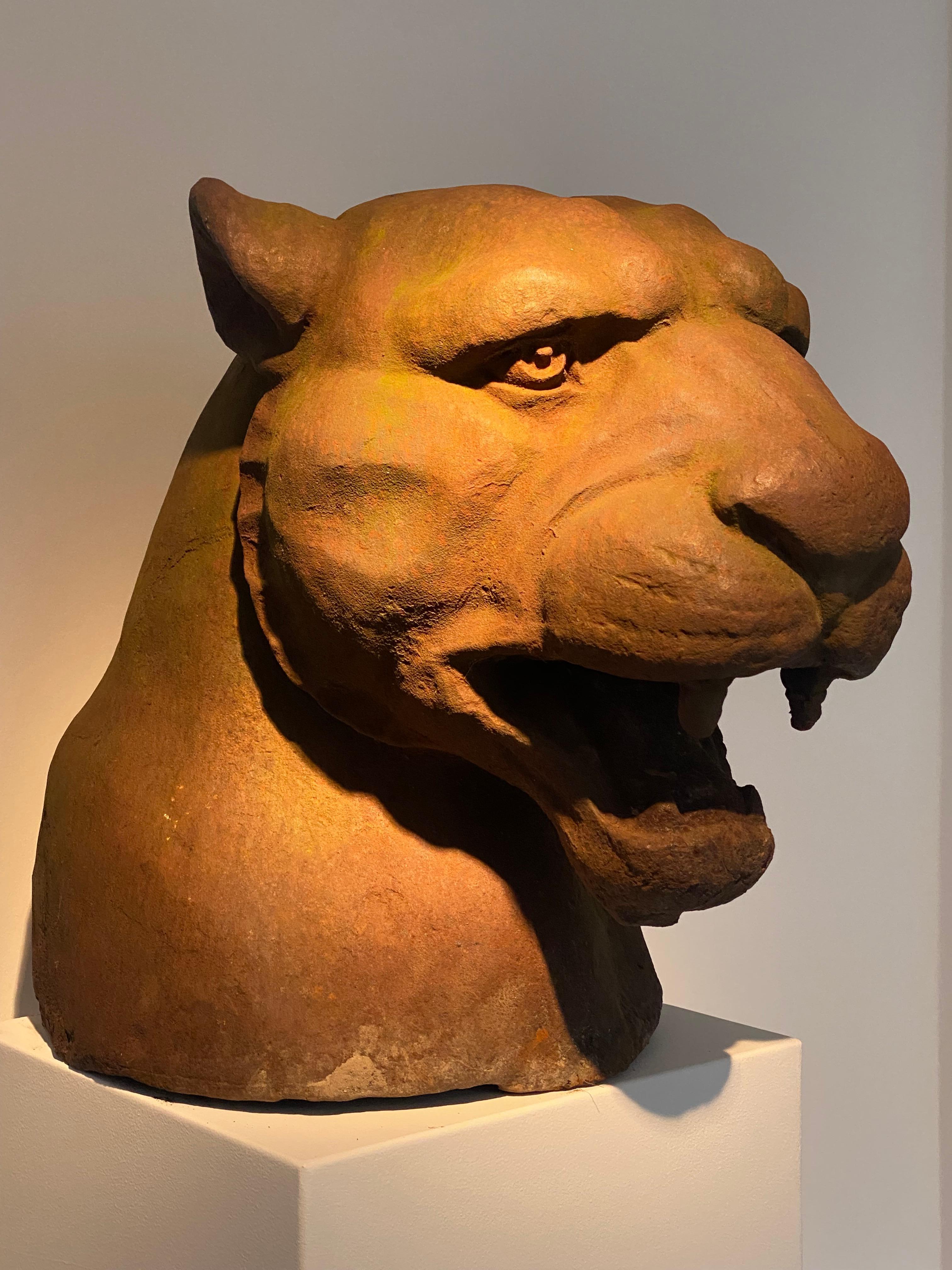 Late 20th Century An Vintage Cast Iron Sculpture of a Lioness For Sale