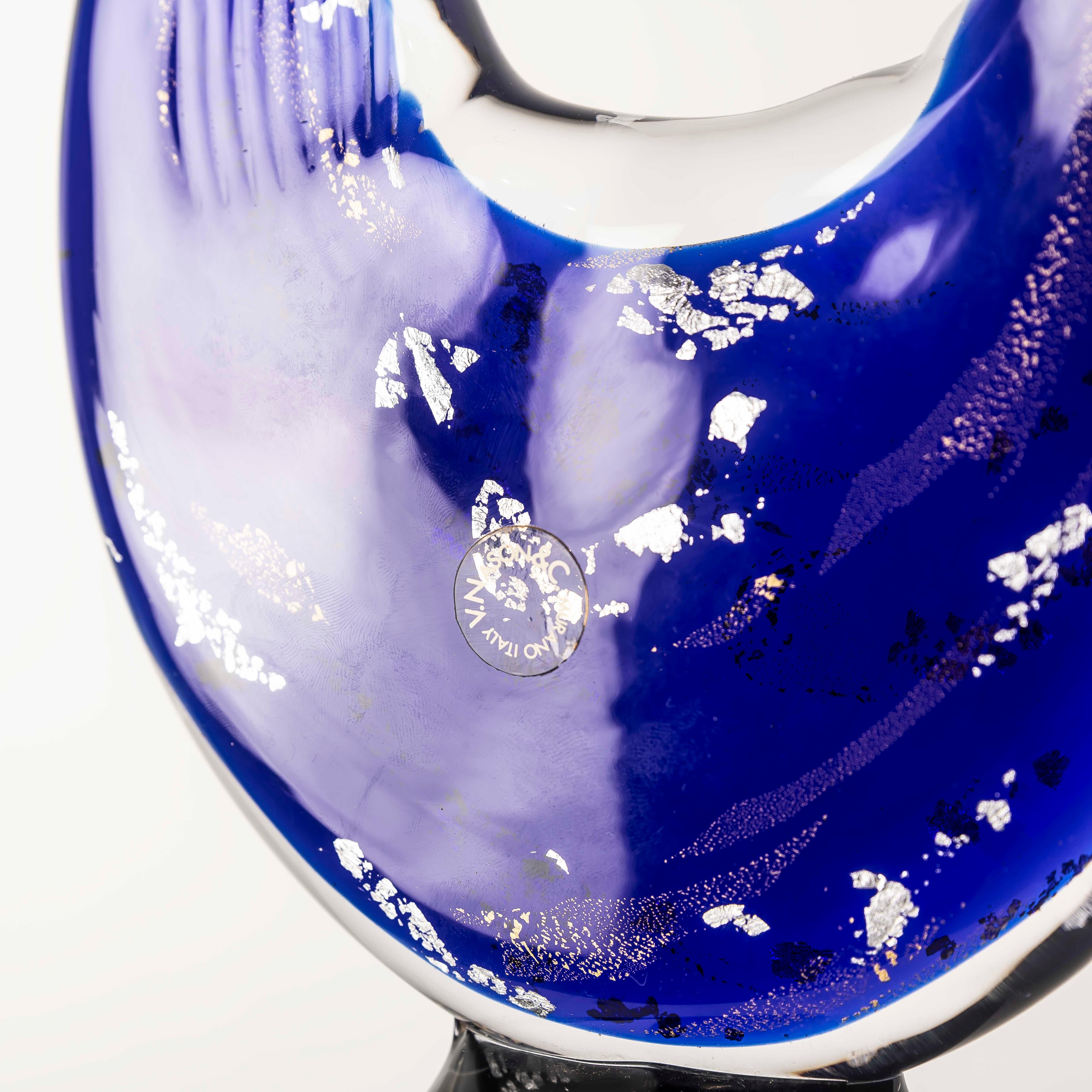 Mid-Century Modern An XL murano blue glass Rooster by Vicenzo Nason For Sale