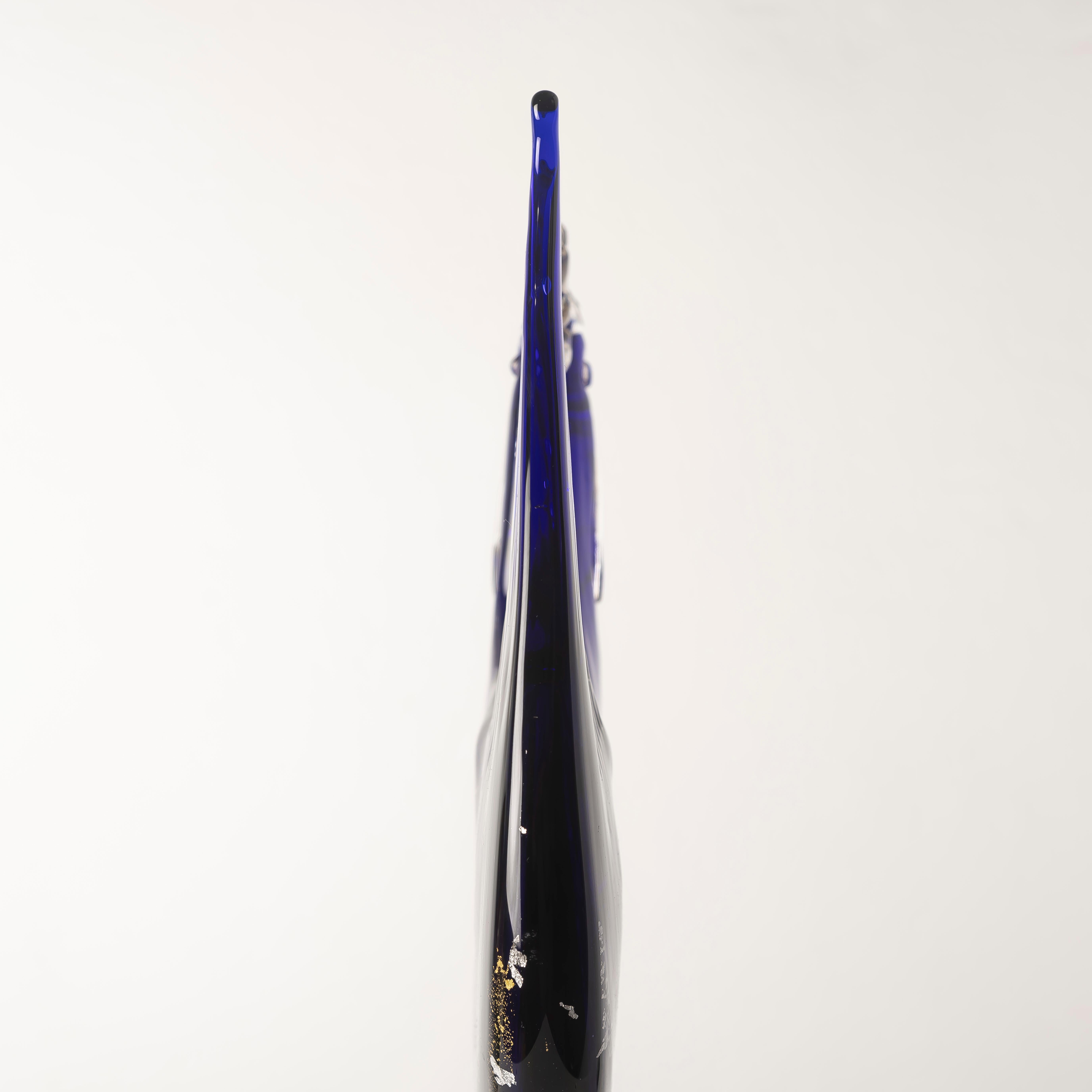 Italian An XL murano blue glass Rooster by Vicenzo Nason For Sale