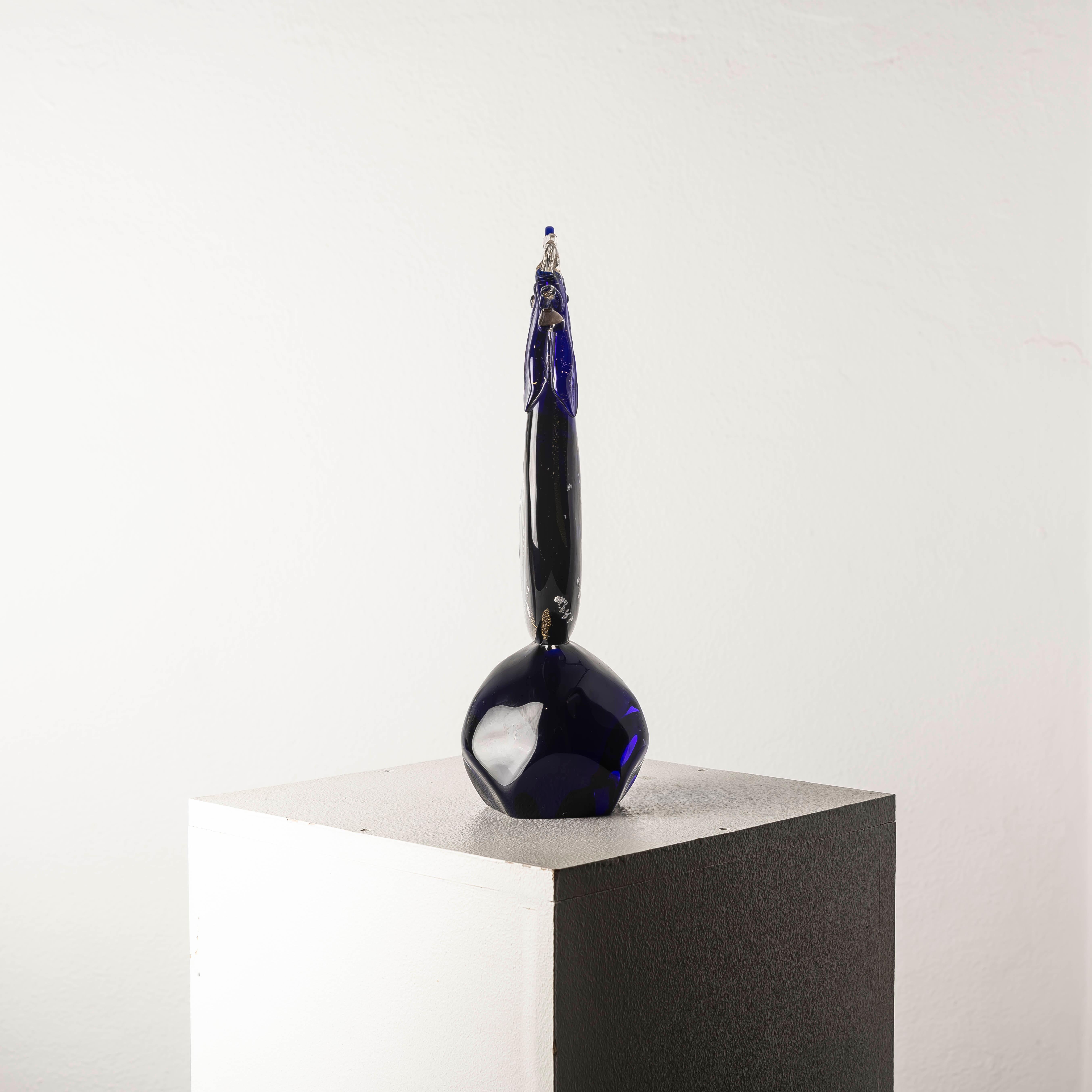 An XL murano blue glass Rooster by Vicenzo Nason For Sale 2