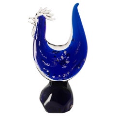 Un Gallo XL de cristal azul de Murano de Vicenzo Nason