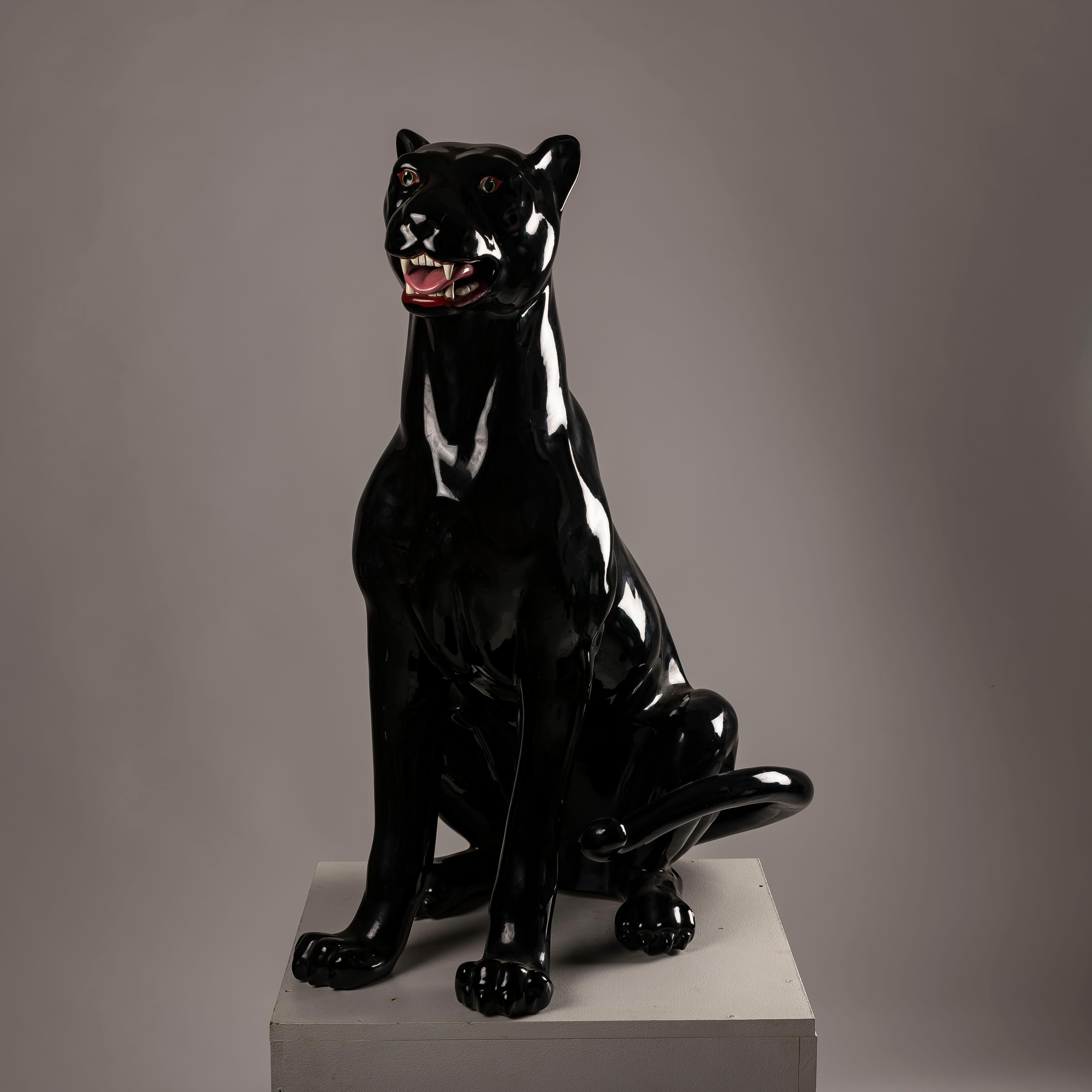 An XXL Black Panther Spanish ceramic BONDIA For Sale 4