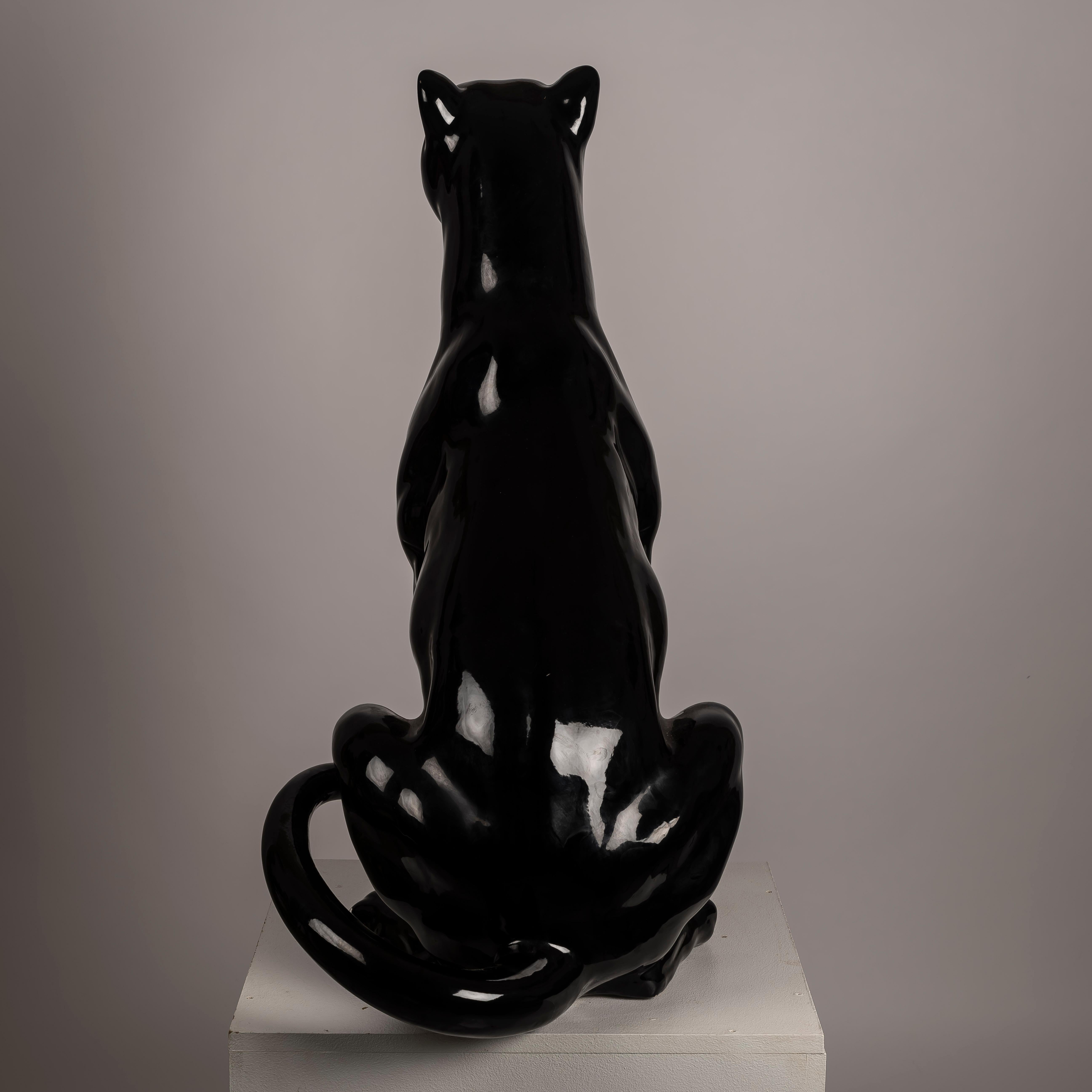 Ceramic An XXL Black Panther Spanish ceramic BONDIA For Sale