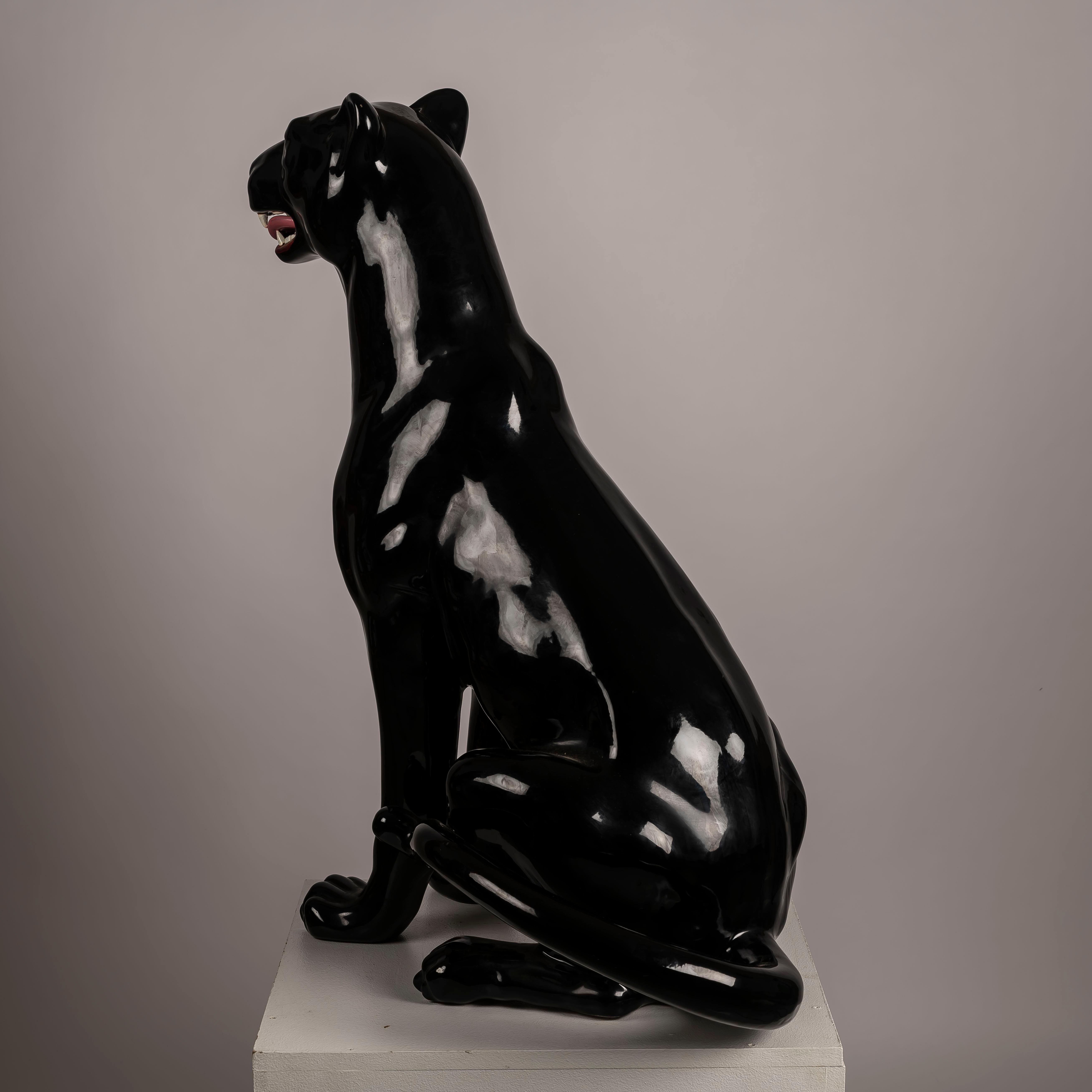 An XXL Black Panther Spanish ceramic BONDIA For Sale 1
