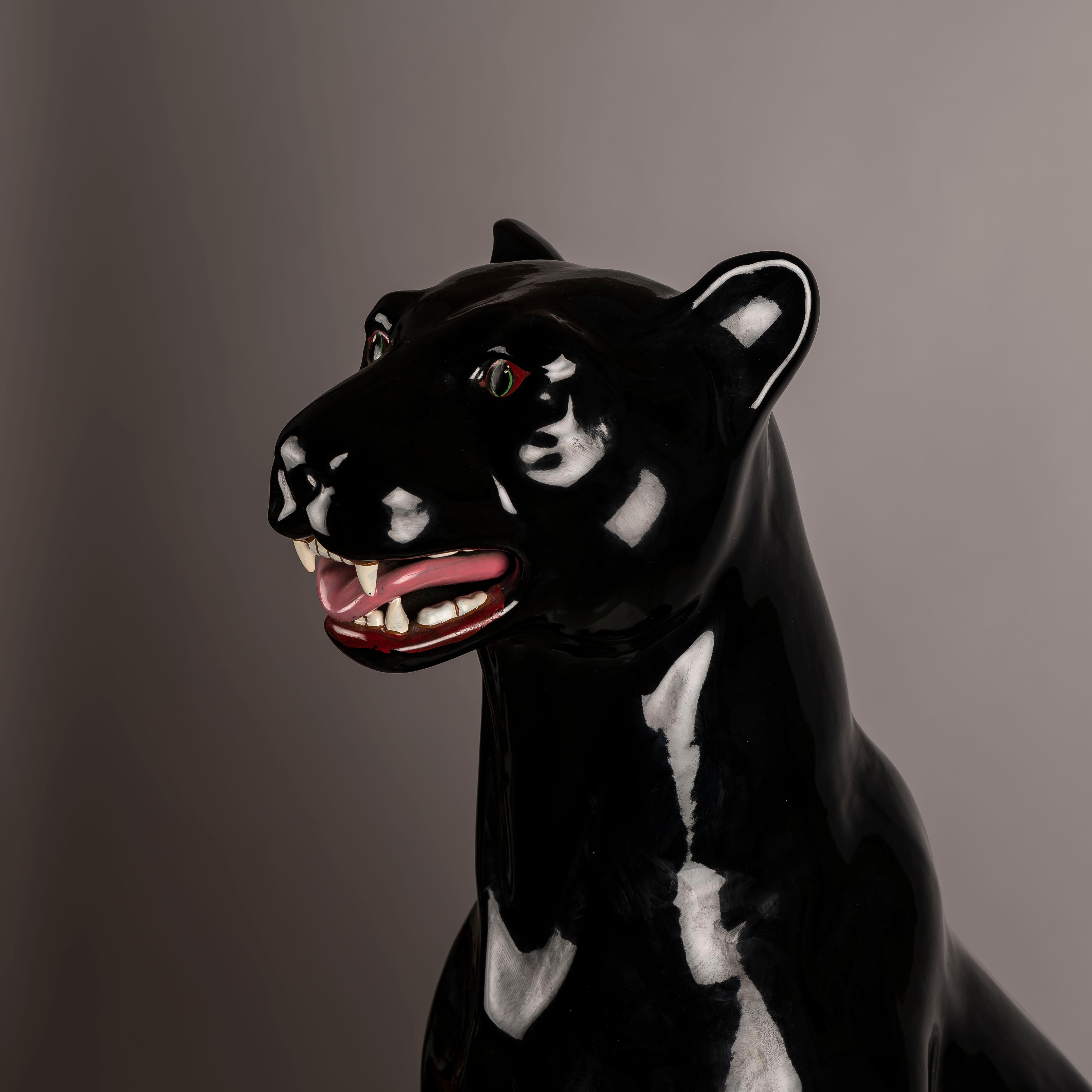 An XXL Black Panther Spanish ceramic BONDIA For Sale 3